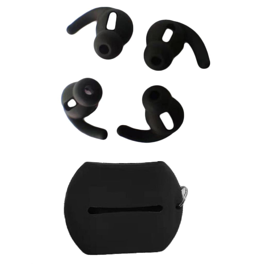 3xHeadphones Silicone Ear Tips Cover Earbuds + Case for Airpods Black