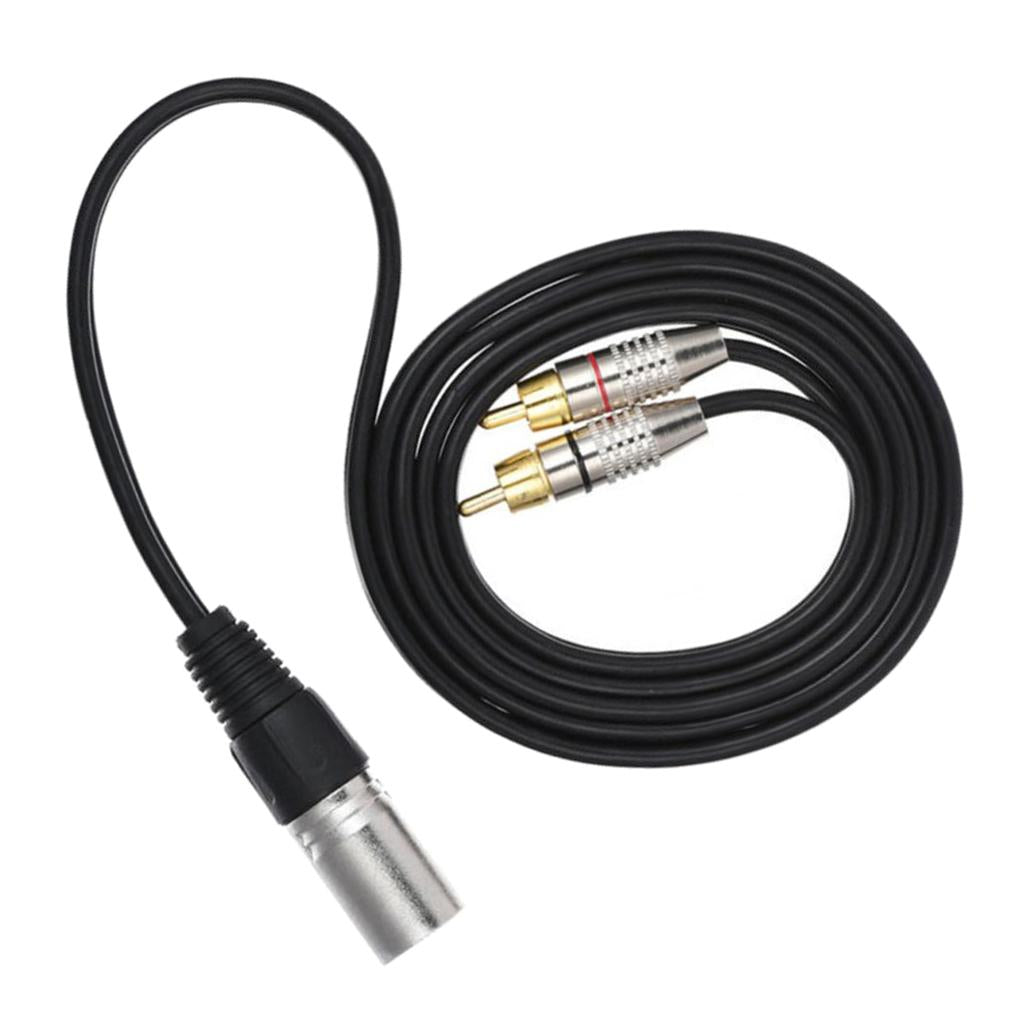 2xXLR 3Pin Male to 2RCA Male Jack Speaker Audio Splitter Cable Connector 1M