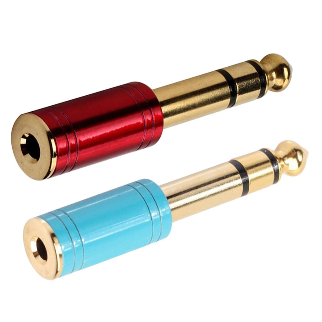 3xMetal 3.5mm Female to 6.5 Male Audio Stereo Headset Adapter Converter Red