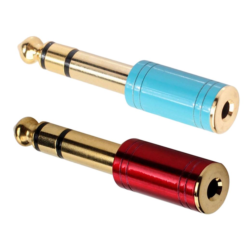 3xMetal 3.5mm Female to 6.5 Male Audio Stereo Headset Adapter Converter Red
