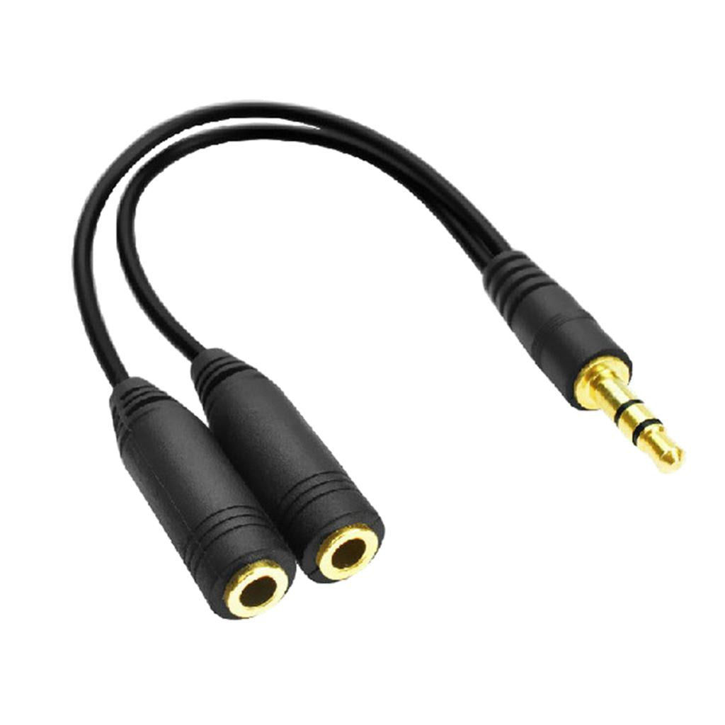 2x3.5mm Stereo Audio Male To 2 Female Y Splitter Cable Adapter For Headset Mic