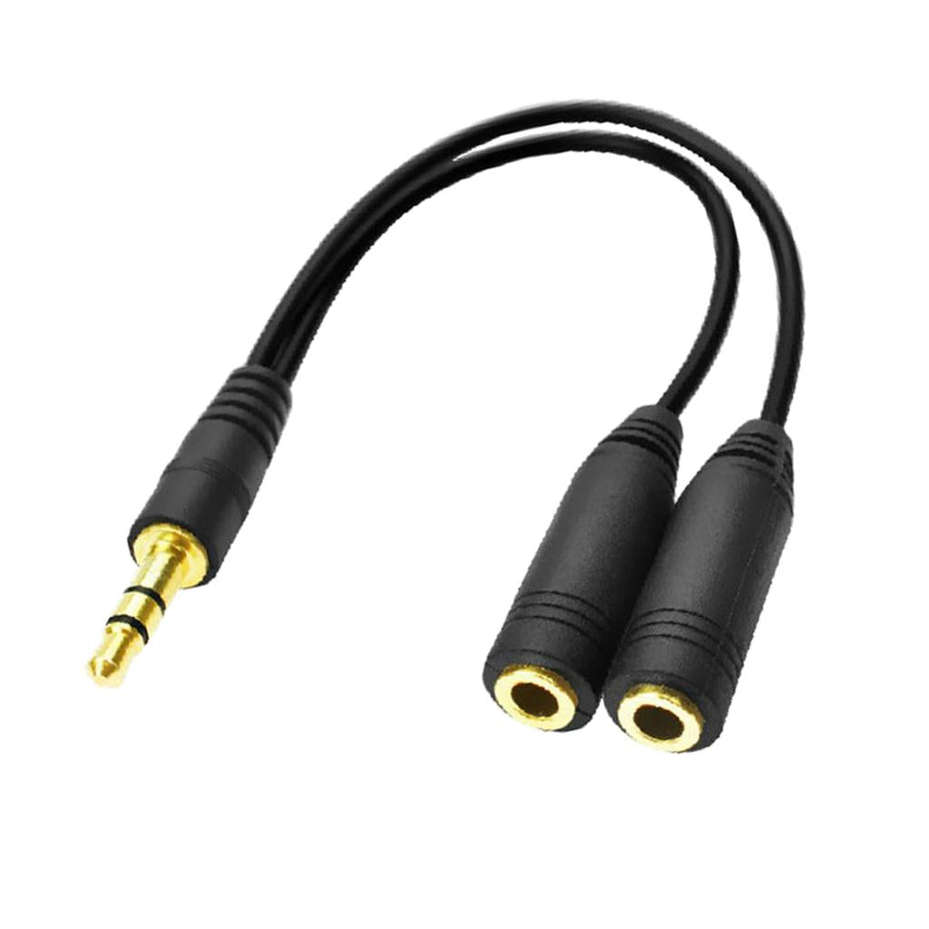2x3.5mm Stereo Audio Male To 2 Female Y Splitter Cable Adapter For Headset Mic
