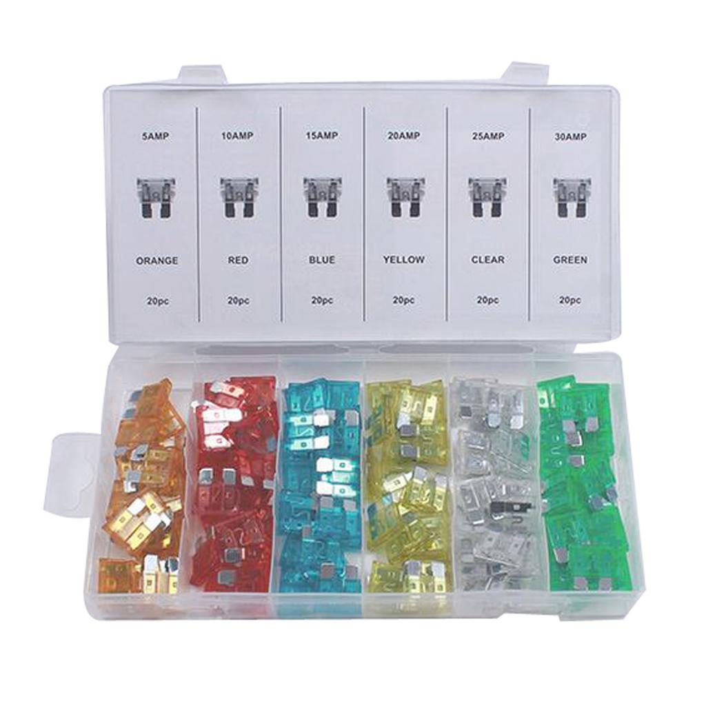 120pcs Car Fuse Blade Vehicle SUV Motorcycle Fuses Regular Size Blade Kit
