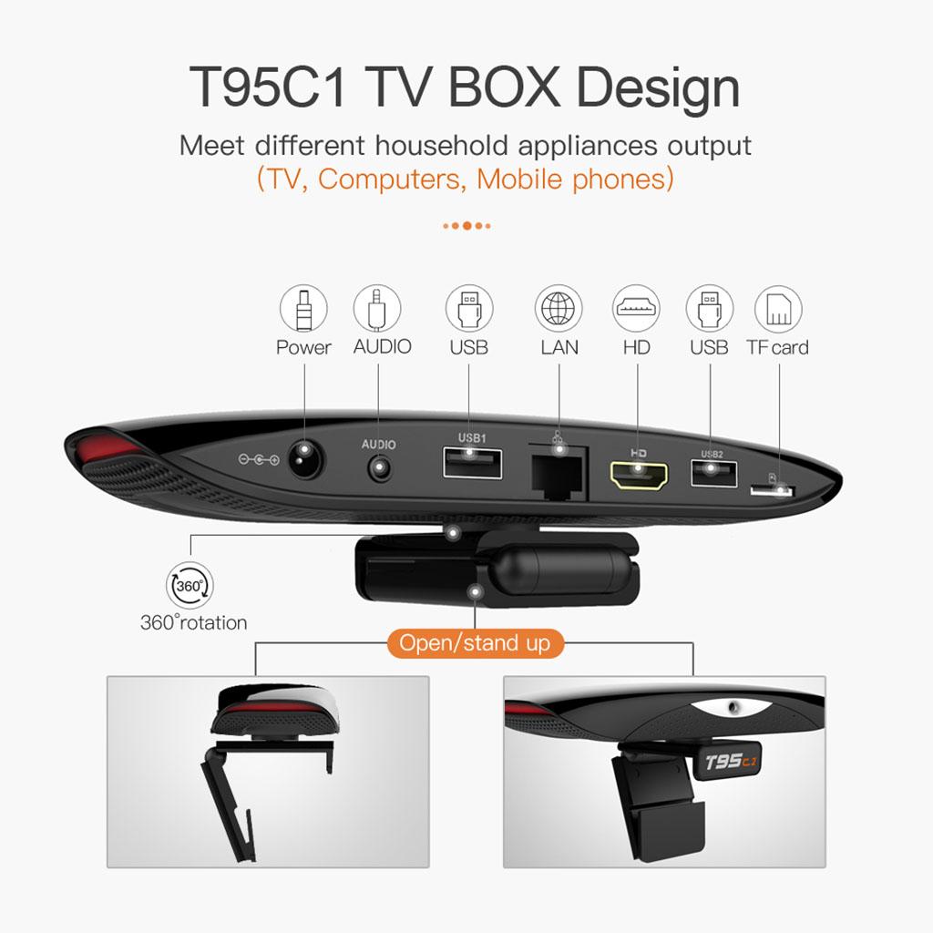 2G+16G STB T95C1 Octa Core WiFi BT 2.4G/5G 4K Media Player US Plug