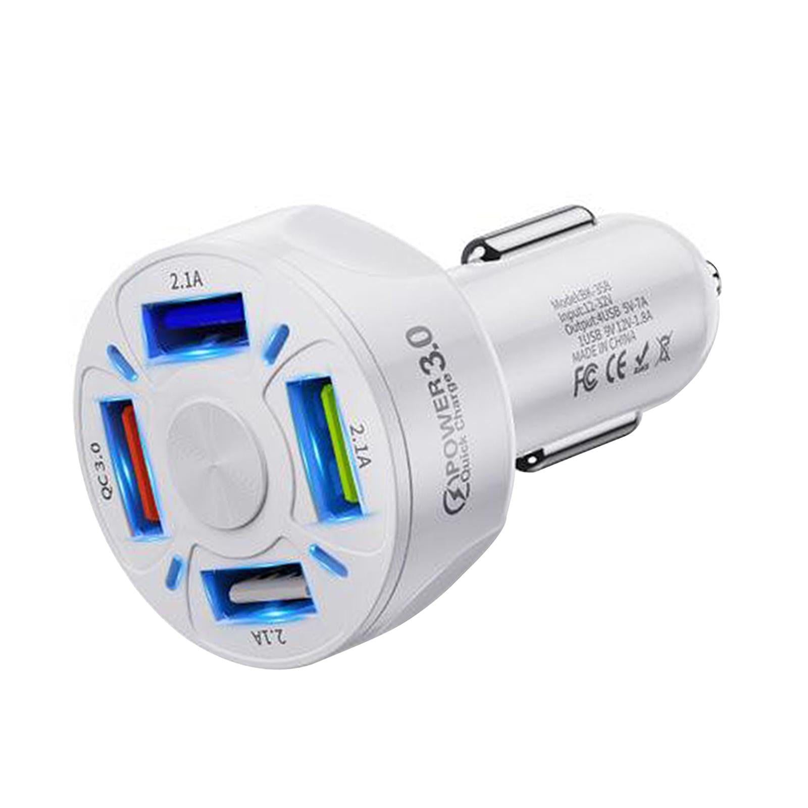 12V 4-Ports USB Car Charge QC 3.0 Quick Charge Adapter Socket For iPhone White