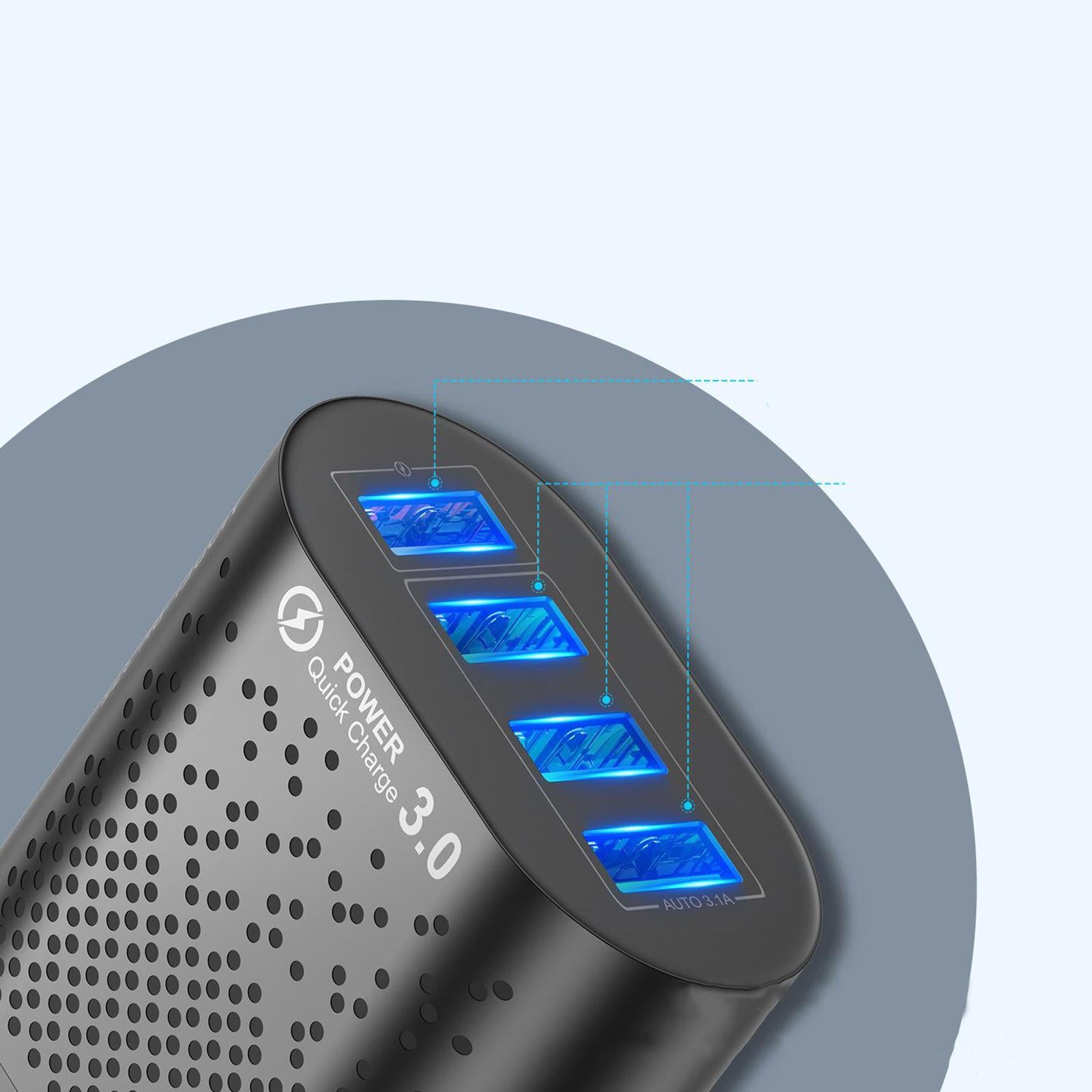 4x4 USB Ports Hub Wall Charger Power Adapter EU Plug USB Cube Adapter Black