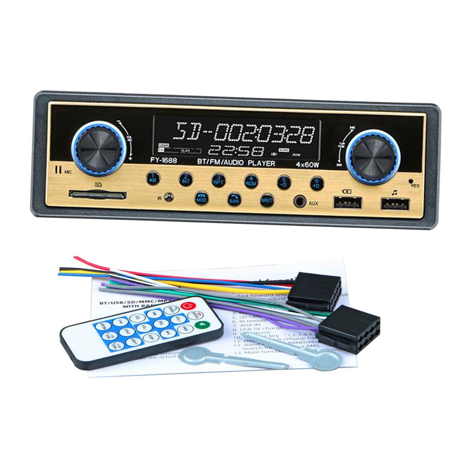 Dual USB Car CD Player Bluetooth Audio Hands Free Calling MP3 Player Golden
