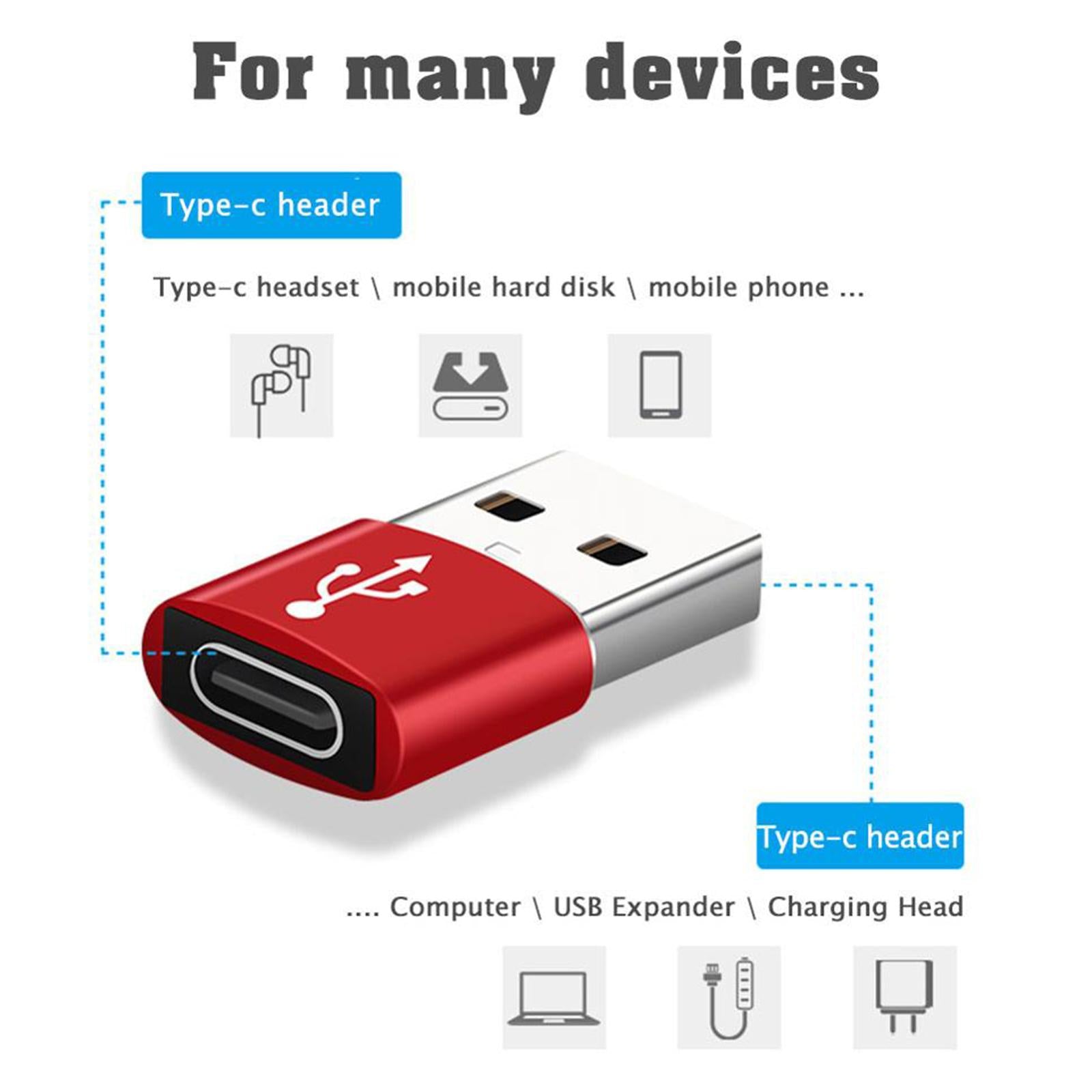 3xMulticolor 2-in-1 USB to USB C Converter Adapter for Laptop PC Data Transfer Black