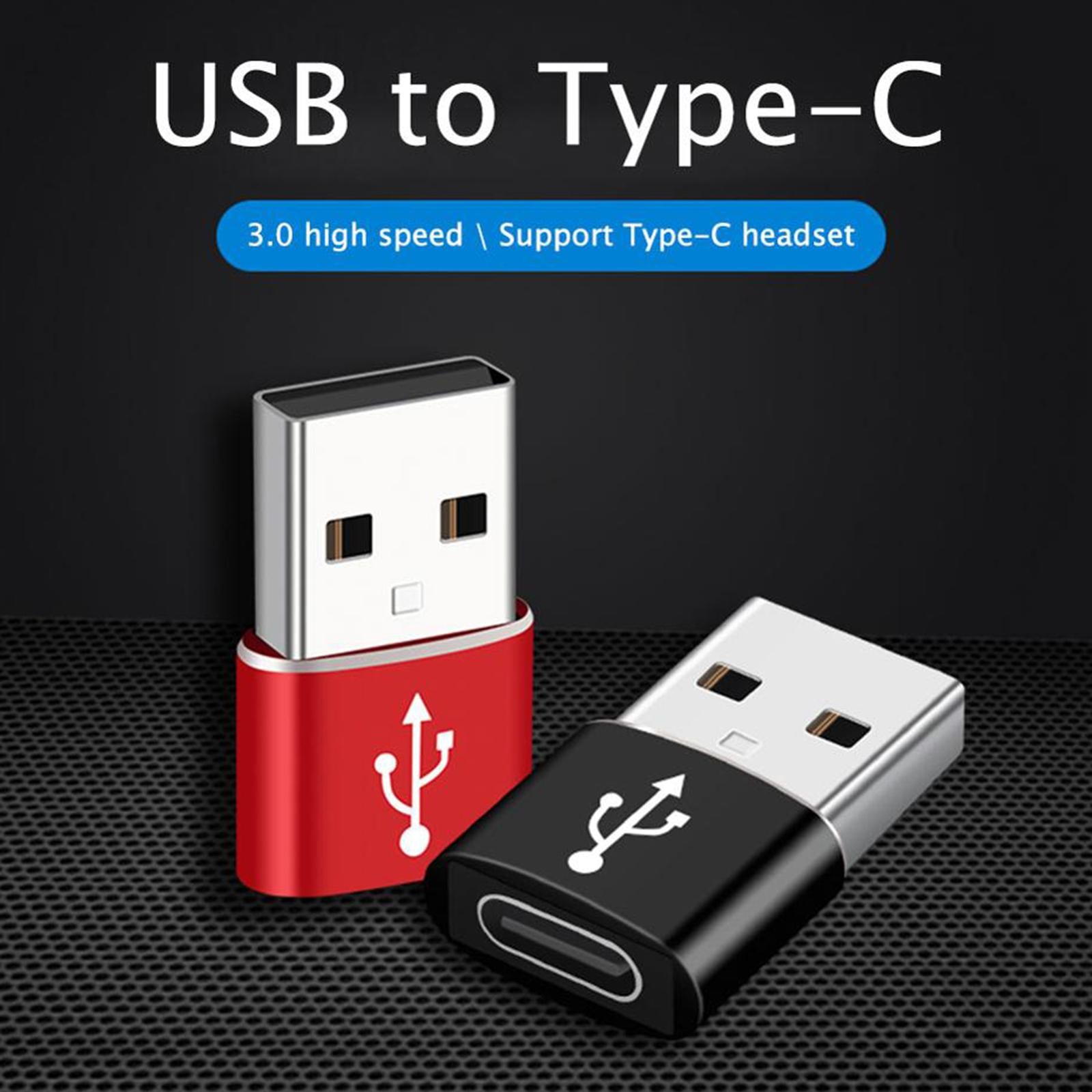 2xMulticolor 2-in-1 USB to USB C Converter Adapter for Laptop PC Data Transfer Black