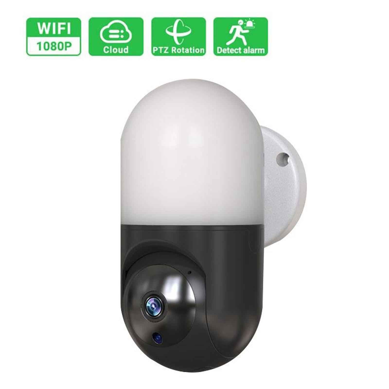 Camera Wall Lamp IP Wireless 360 Degree Night Vision Auto Tracking US Black