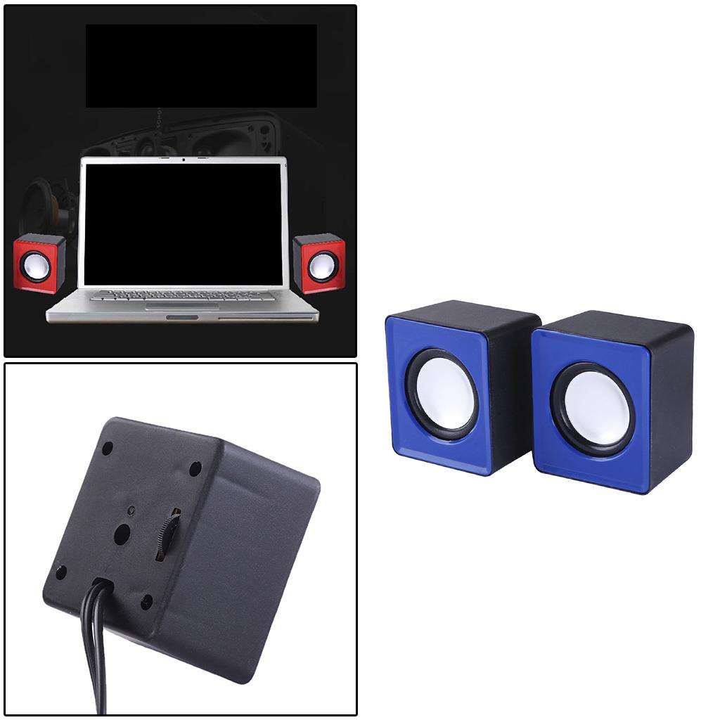 Mini Computer Speakers Stereo2.0 Subwoofer for Home Use Office Tablet  Blue