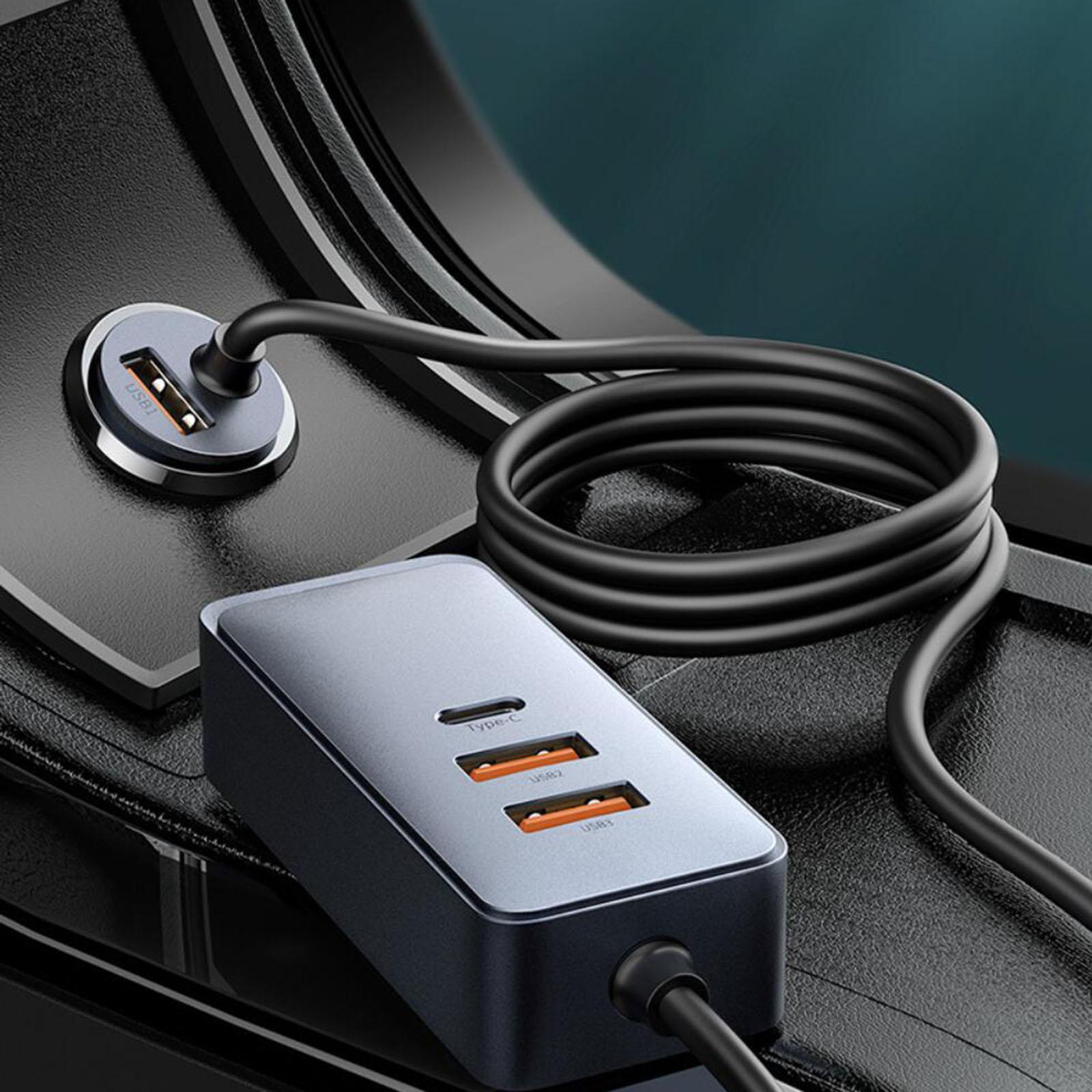 Car Charger 4x30W 4 Ports 120W USB Type-C Quick Charge for Mobilephone 3U+1C