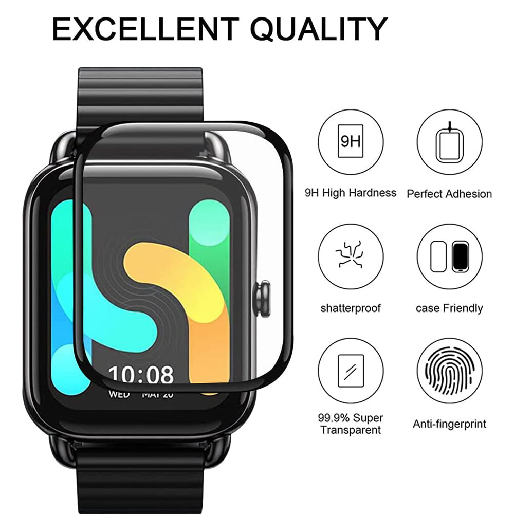 1Pc For Haylou RS4 / RS4 Plus Anti-scratch Watch Screen Protector Clear 3D Curved Black Edge PET Film