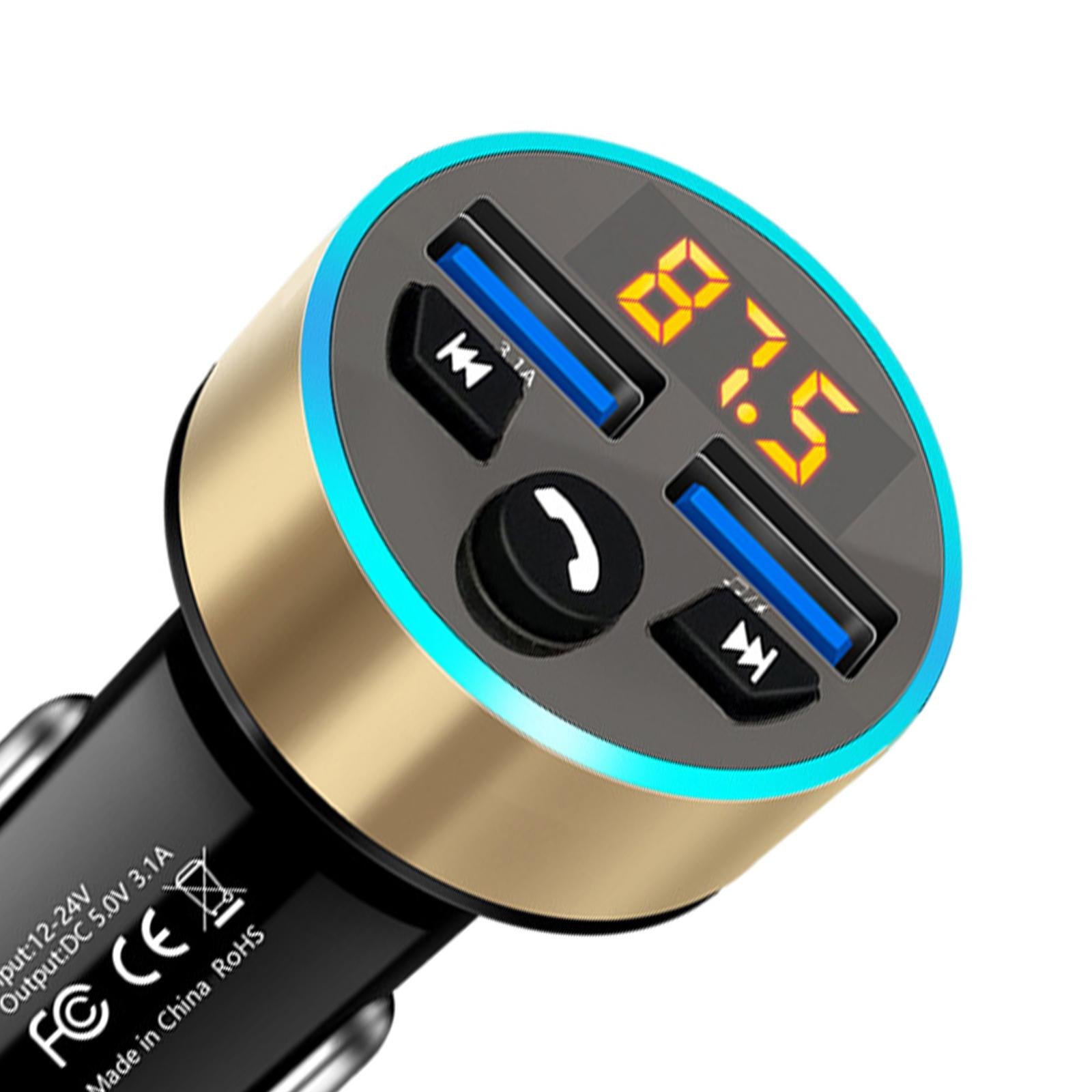 Car Charger Aluminum Alloy Portable Mini Rapid Power for MP3 MP4 Cameras Car Gold