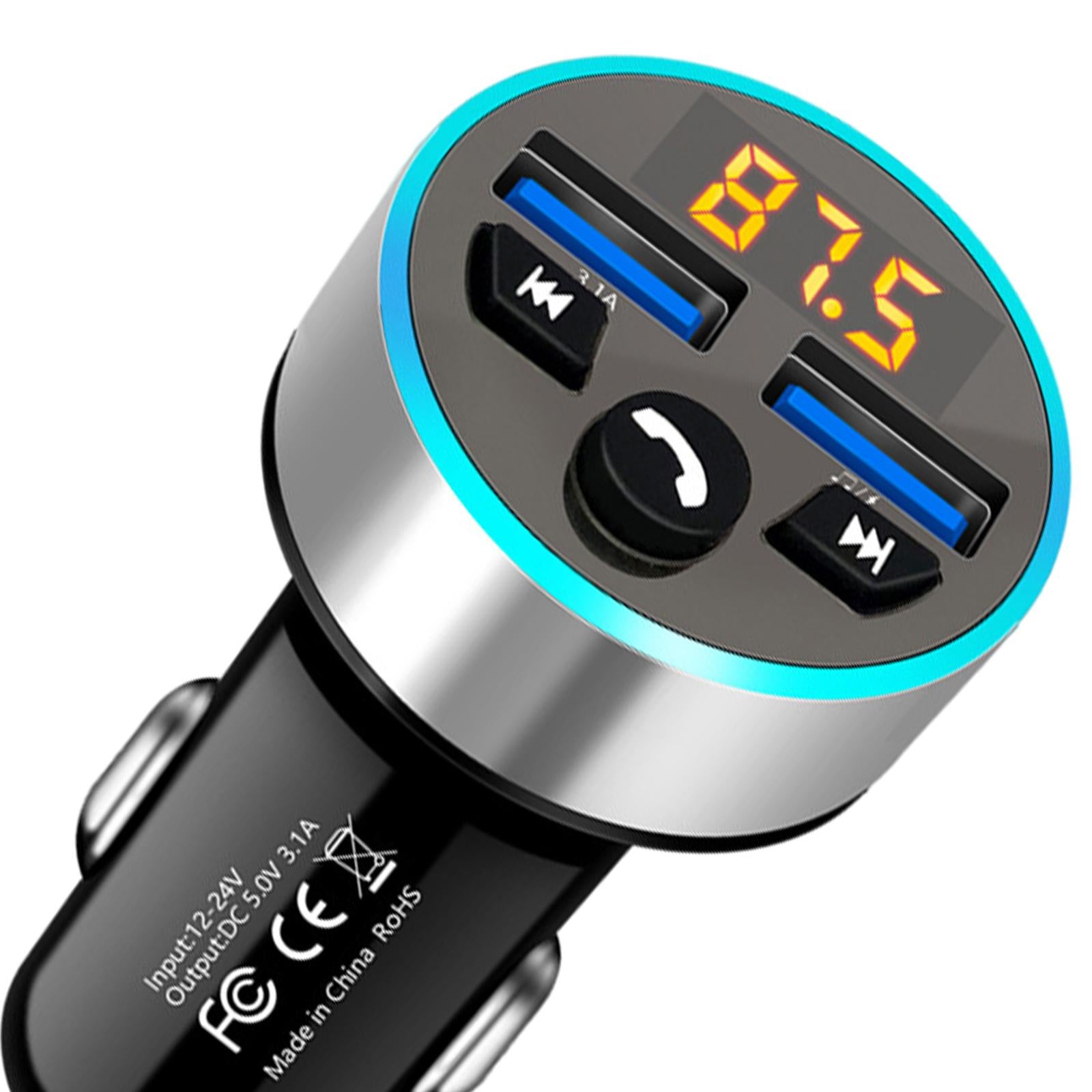 Car Charger Aluminum Alloy Portable Mini Rapid Power for MP3 MP4 Cameras Car Silver