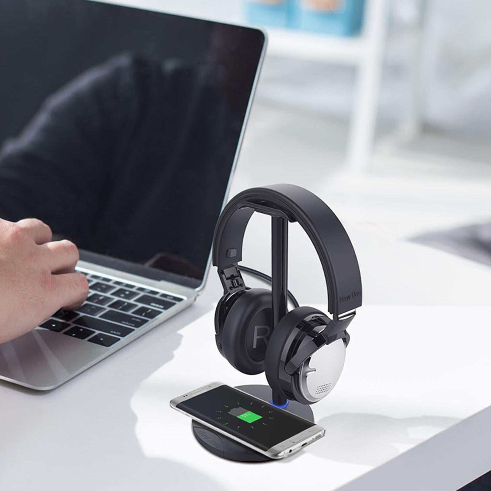 Desk Wireless Fast Charging Headphone Stand for Gamer for Phones Black