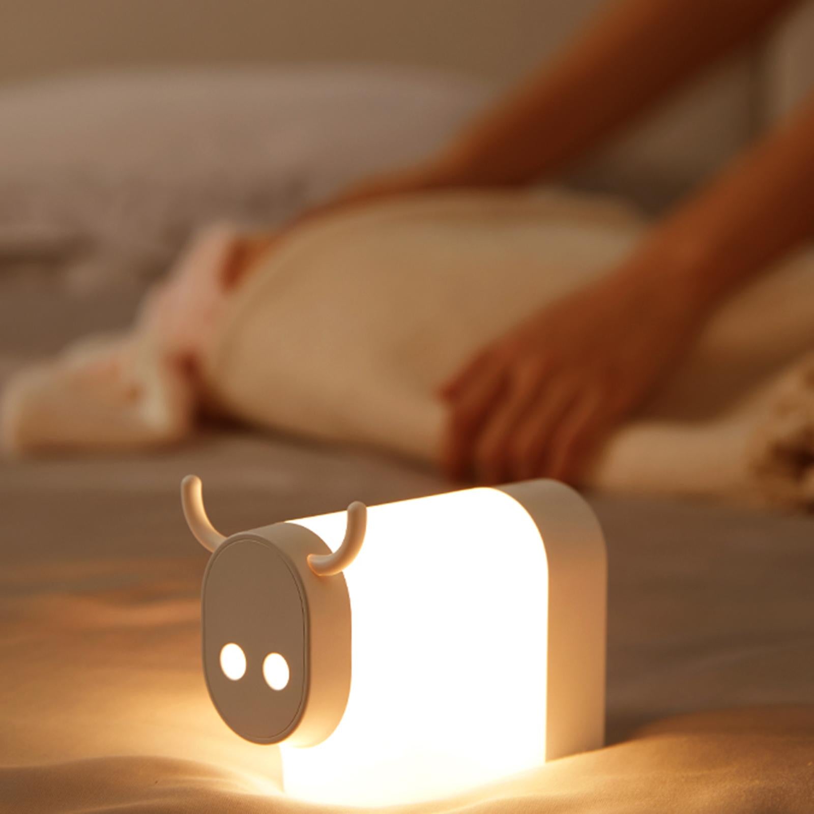Cow Night Light LED Animal USB Rechargeable Soft Light for Baby Gift Mother White