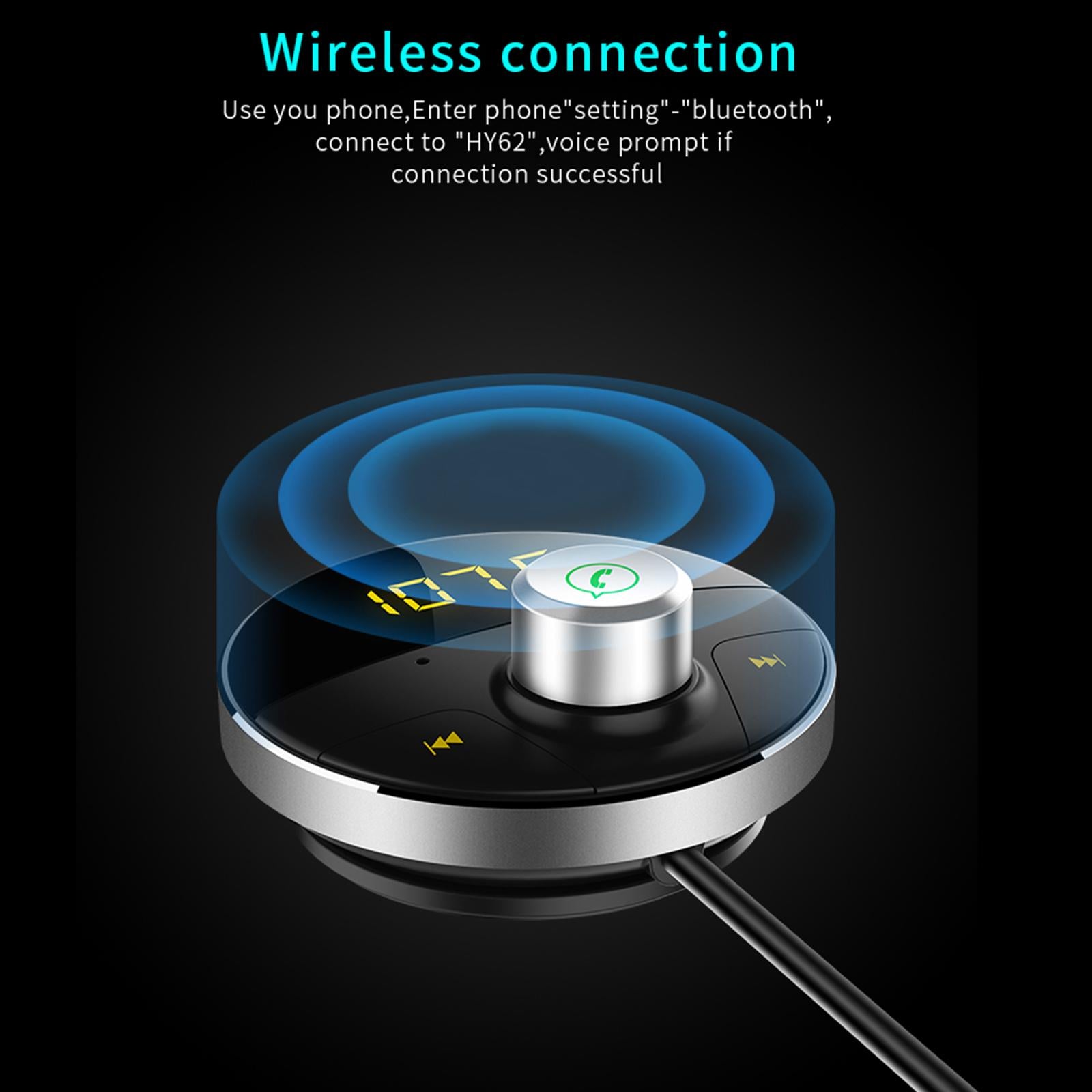 Car MP3 Player Wireless Bluetooth 4.1 FM Radio Transmitter Kit Silver