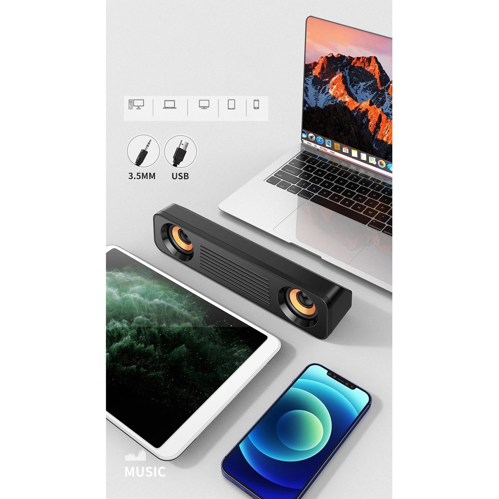 Desktop USB Wired Speaker 3.5mm AUX for TV Cellphone Tablets Volume Control