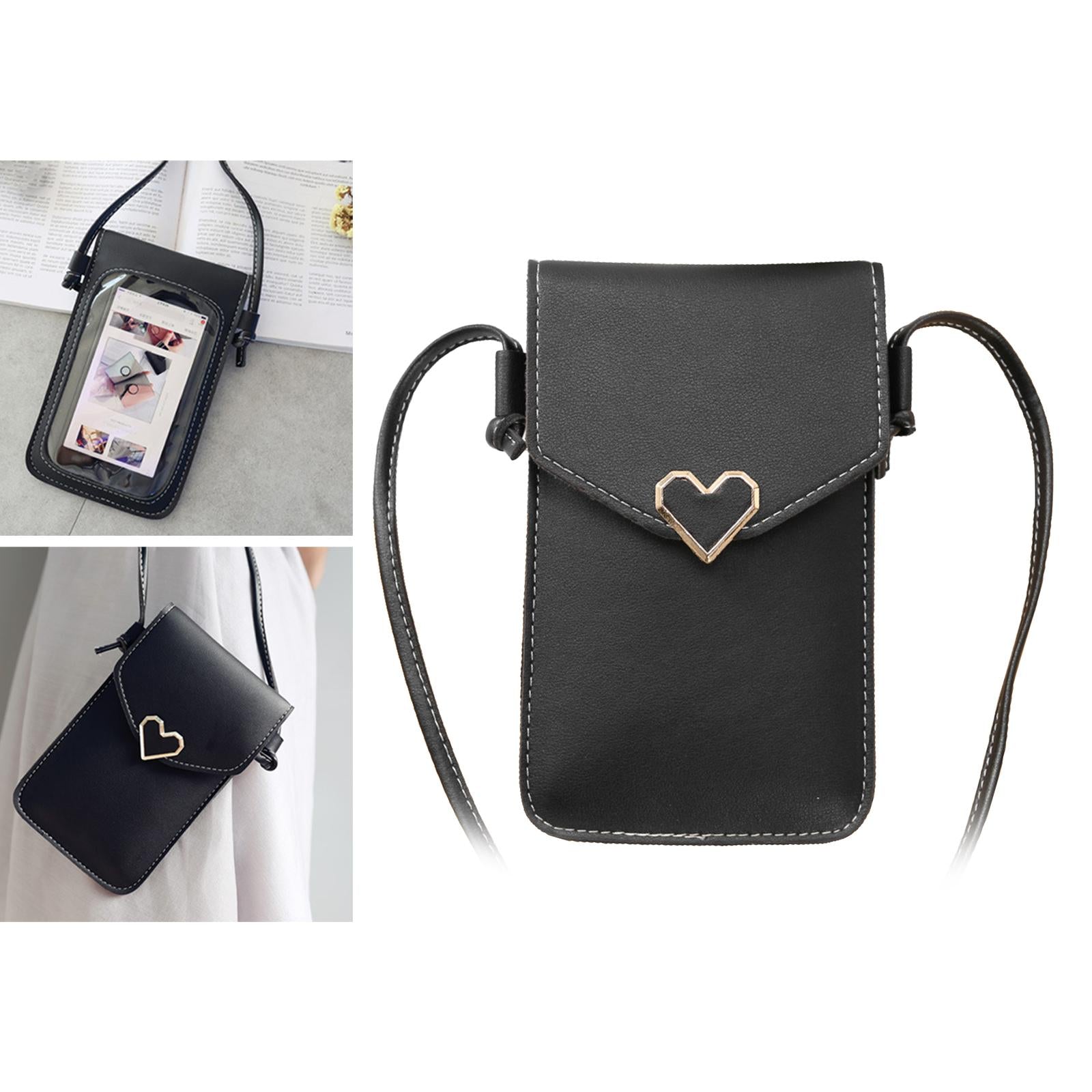 Crossbody Shoulder Bag Card Slots Lightweight for phone Lady Female black