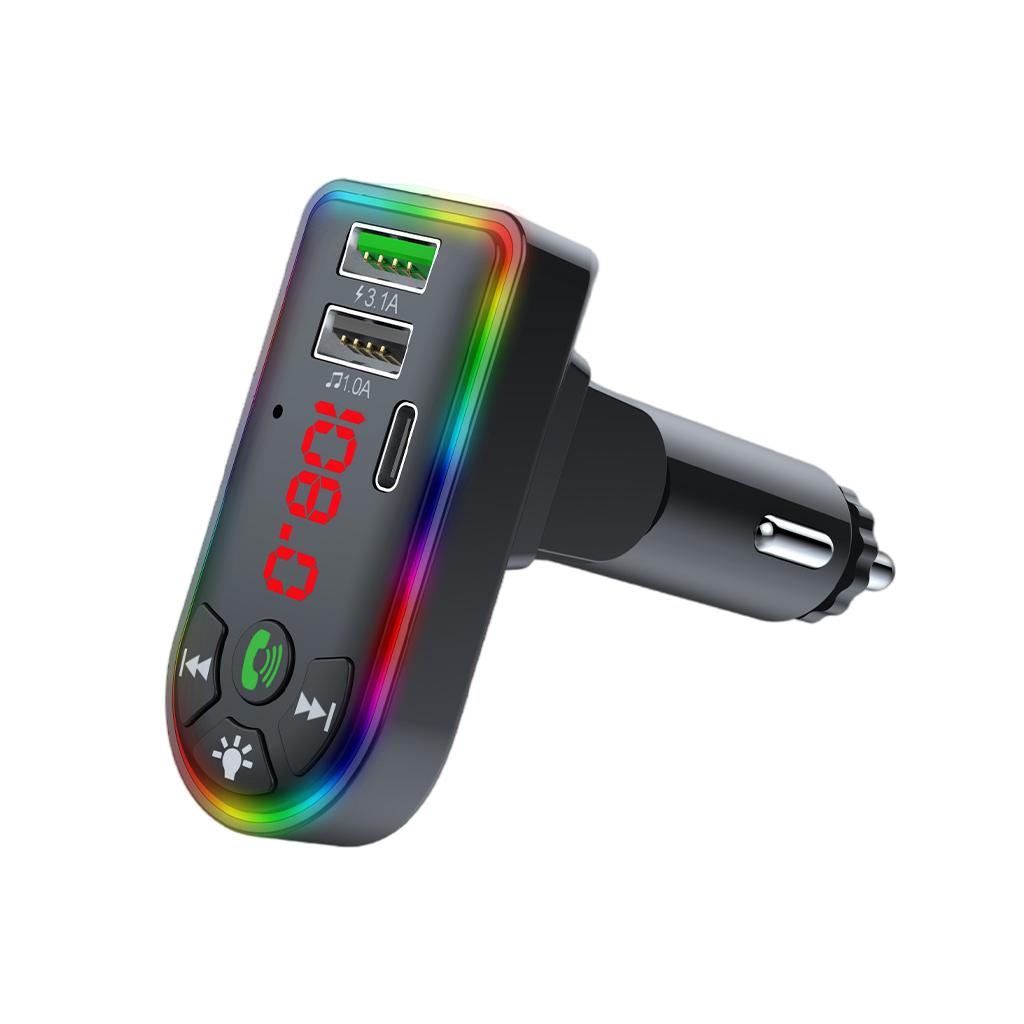 Car Charger FM Transmitter Multiport Stereo Audio 12-24V Digital Display
