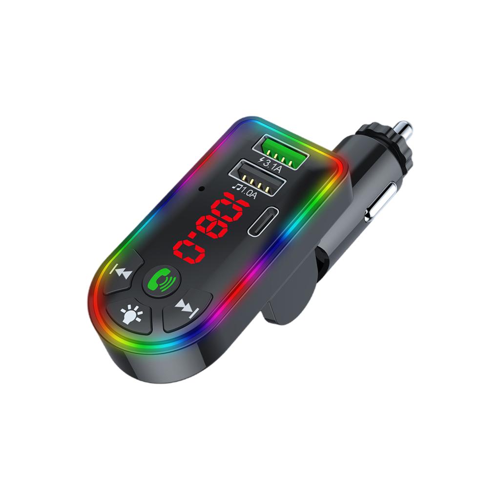 Car Charger FM Transmitter Multiport Stereo Audio 12-24V Digital Display
