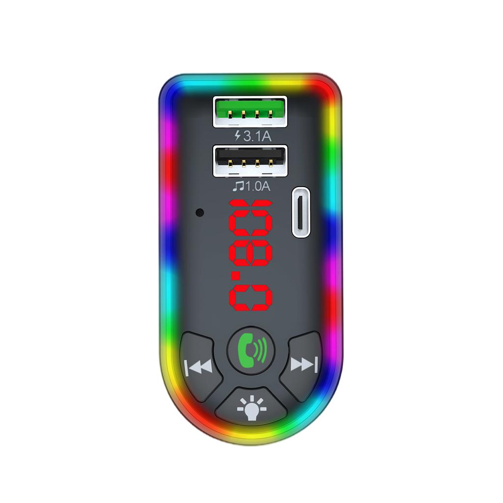 Car Charger FM Transmitter Multiport Stereo Audio 12-24V Digital Display