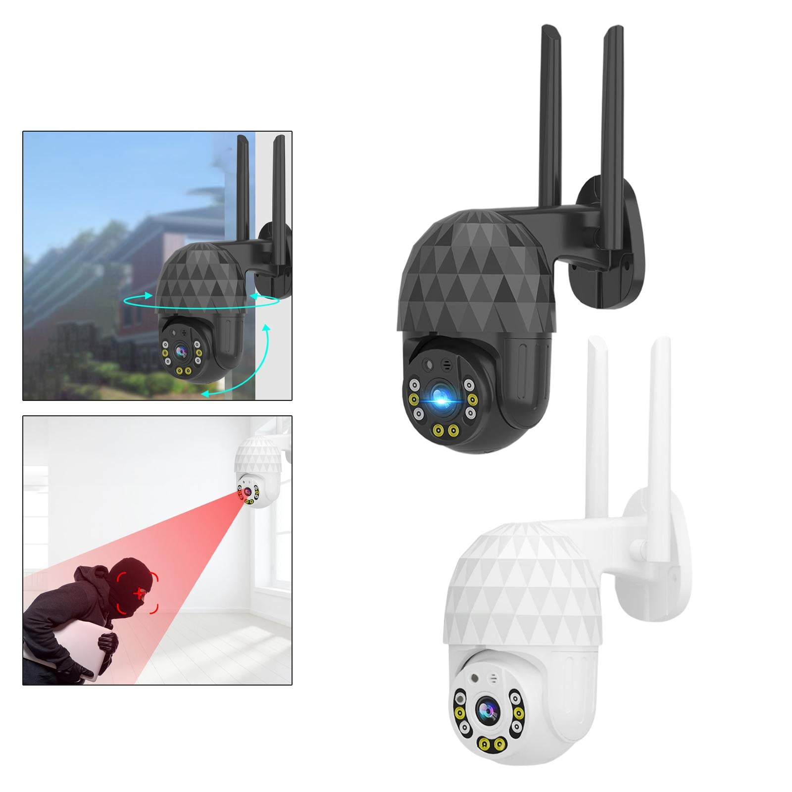 2MP WiFi IP Camera 1920x720 HD Waterproof Motion Detection for Home  Black