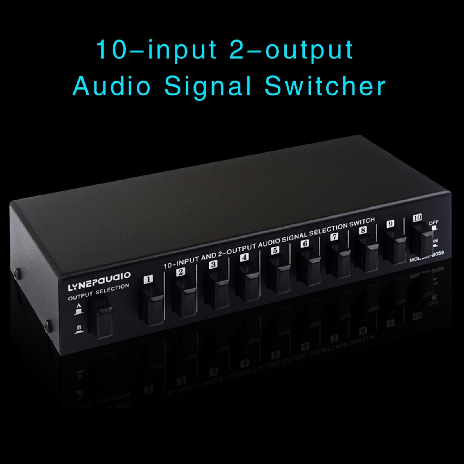 10 in 2 Out Audio Frequency Signal Selector Double Ways Switcher for Phones