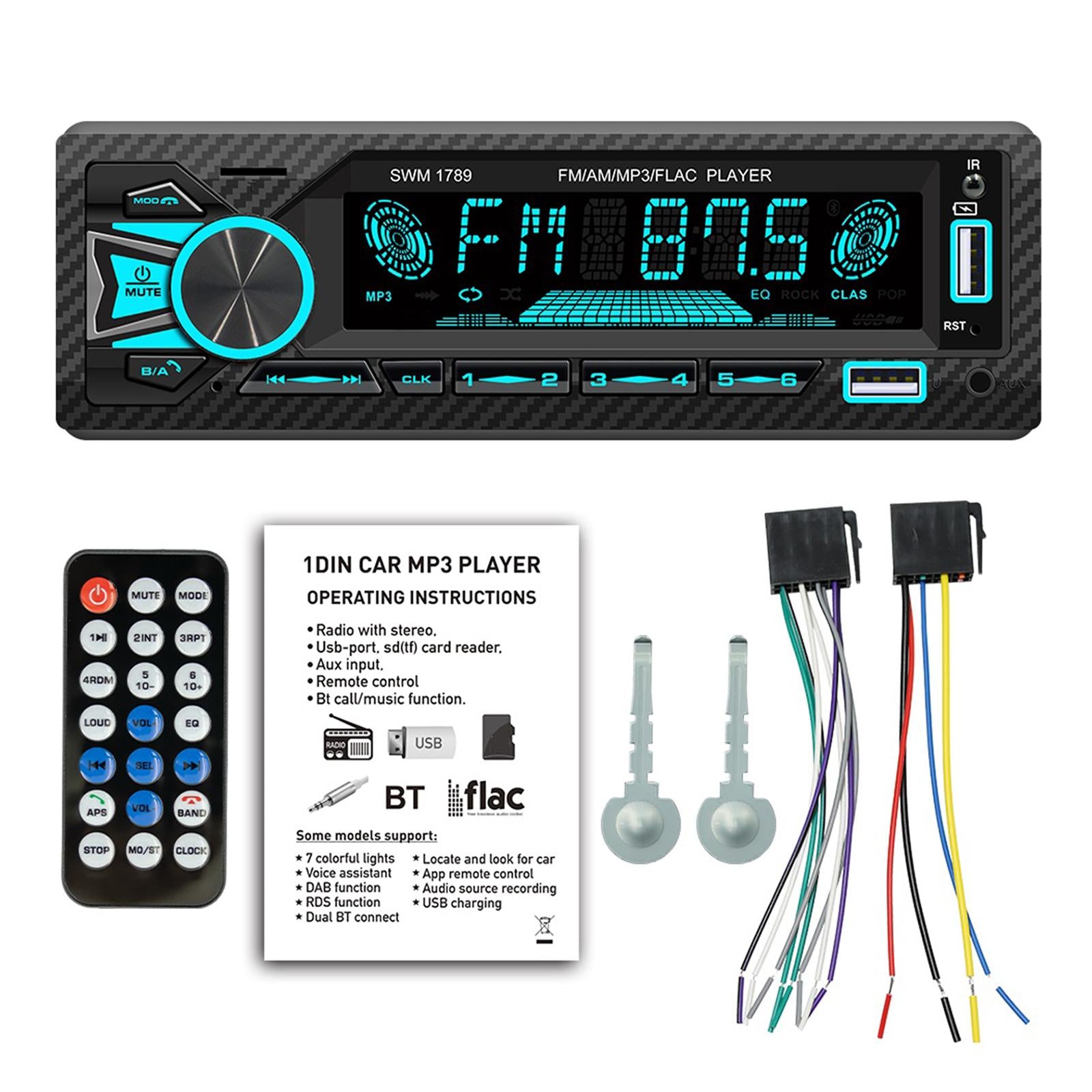Bluetooth Car Stereo Audio MP3 Player Wireless Remote Control Audio Record