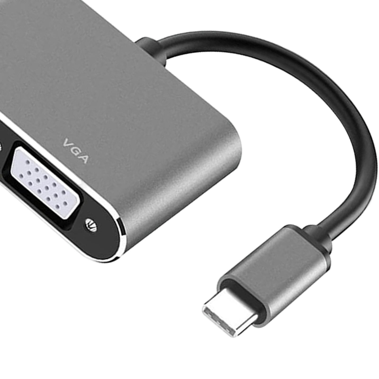 2 in 1 USB C to HDMI & VGA Adapter Plug and Play for HDTV Desktop Monitor Grey Shell