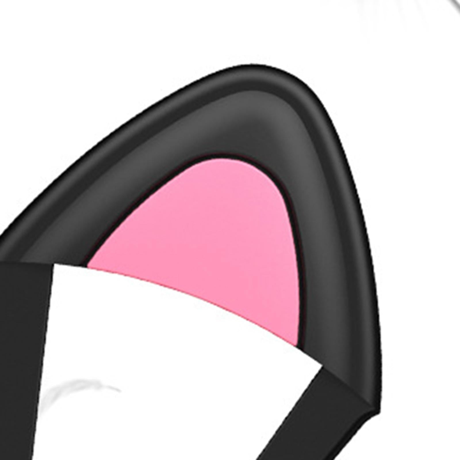 2Pcs Cat Ears Attachment Silicone Cute for Gaming Headphones Black Pink