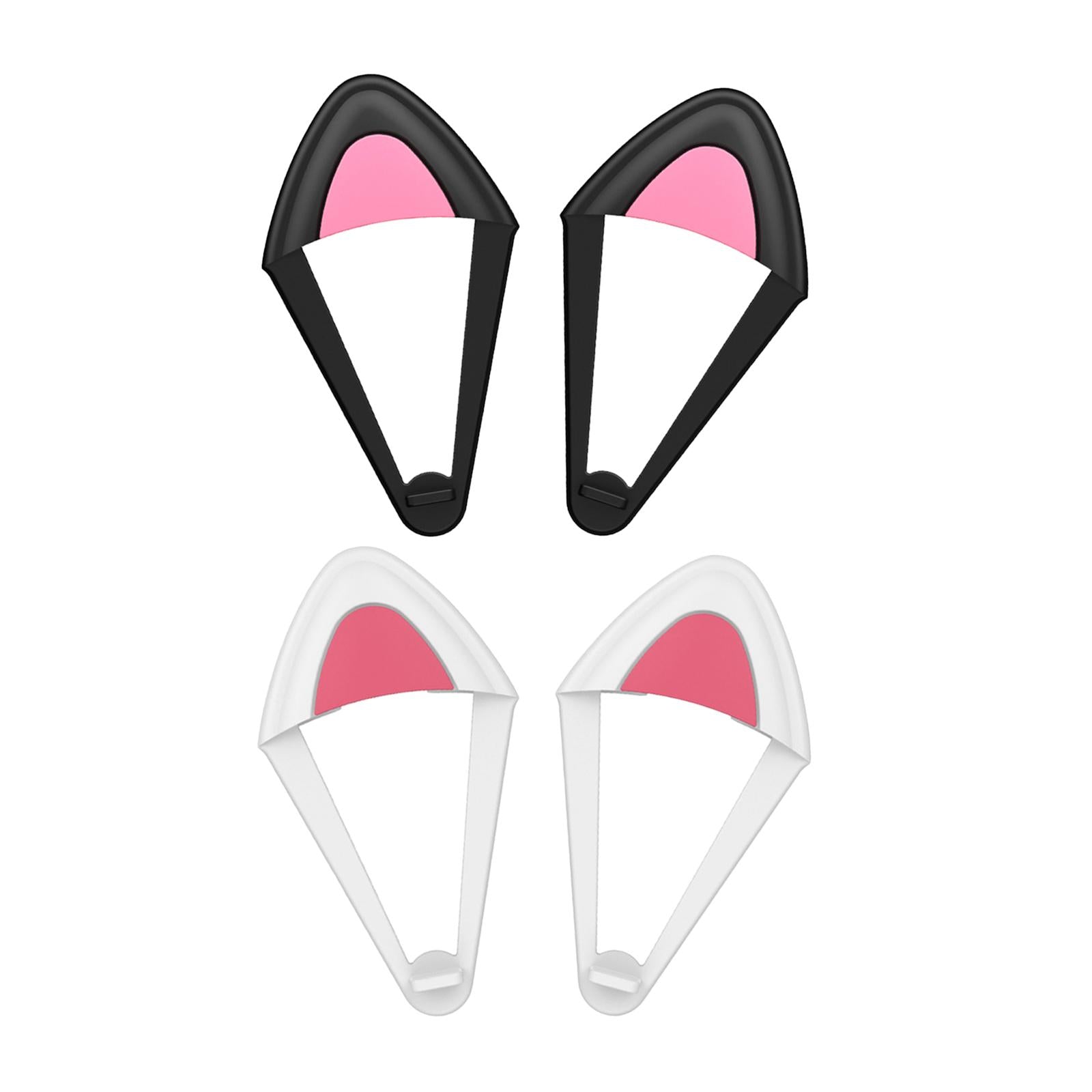 2Pcs Cat Ears Attachment Silicone Cute for Gaming Headphones Black Pink