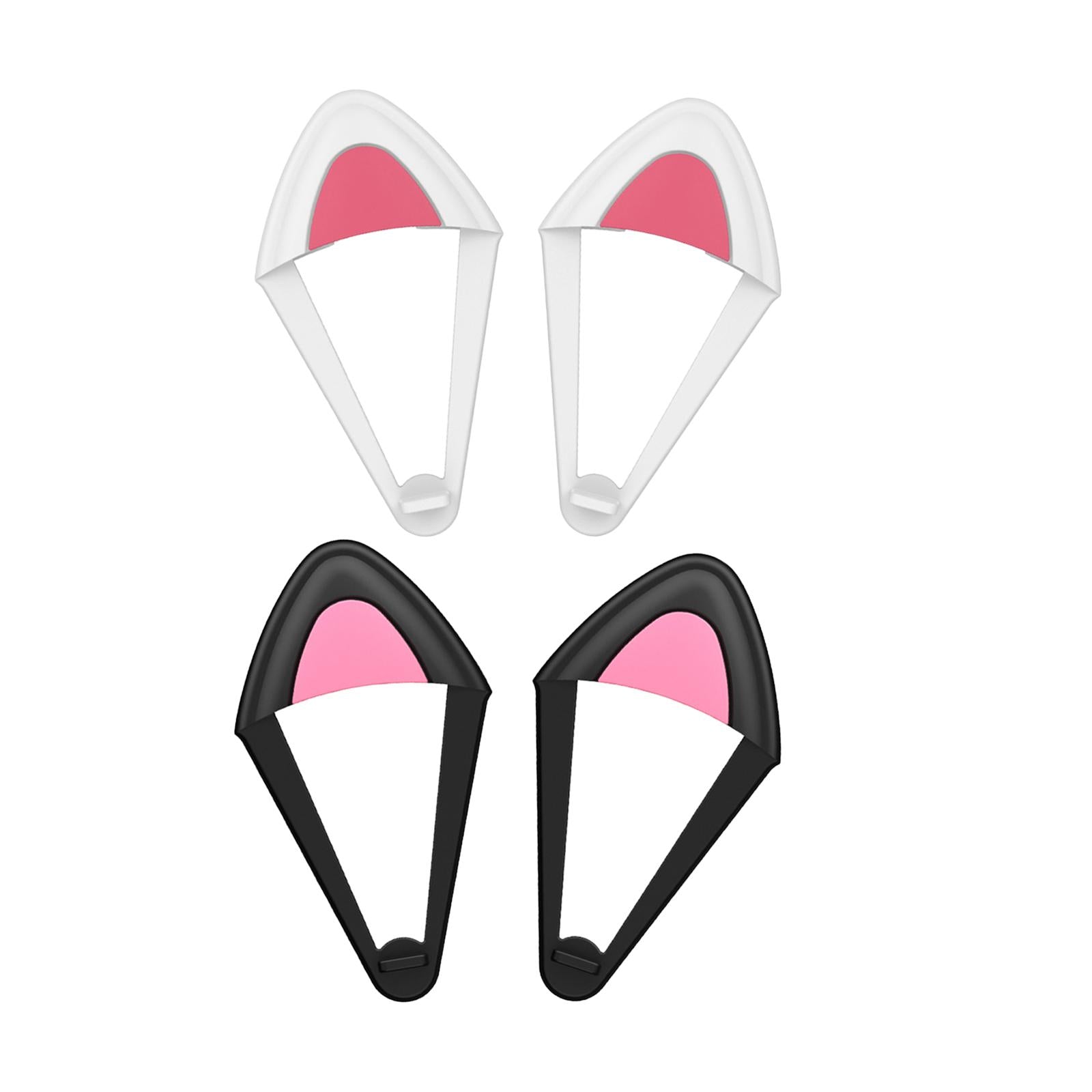 2Pcs Cat Ears Attachment Silicone Cute for Gaming Headphones Black Pink