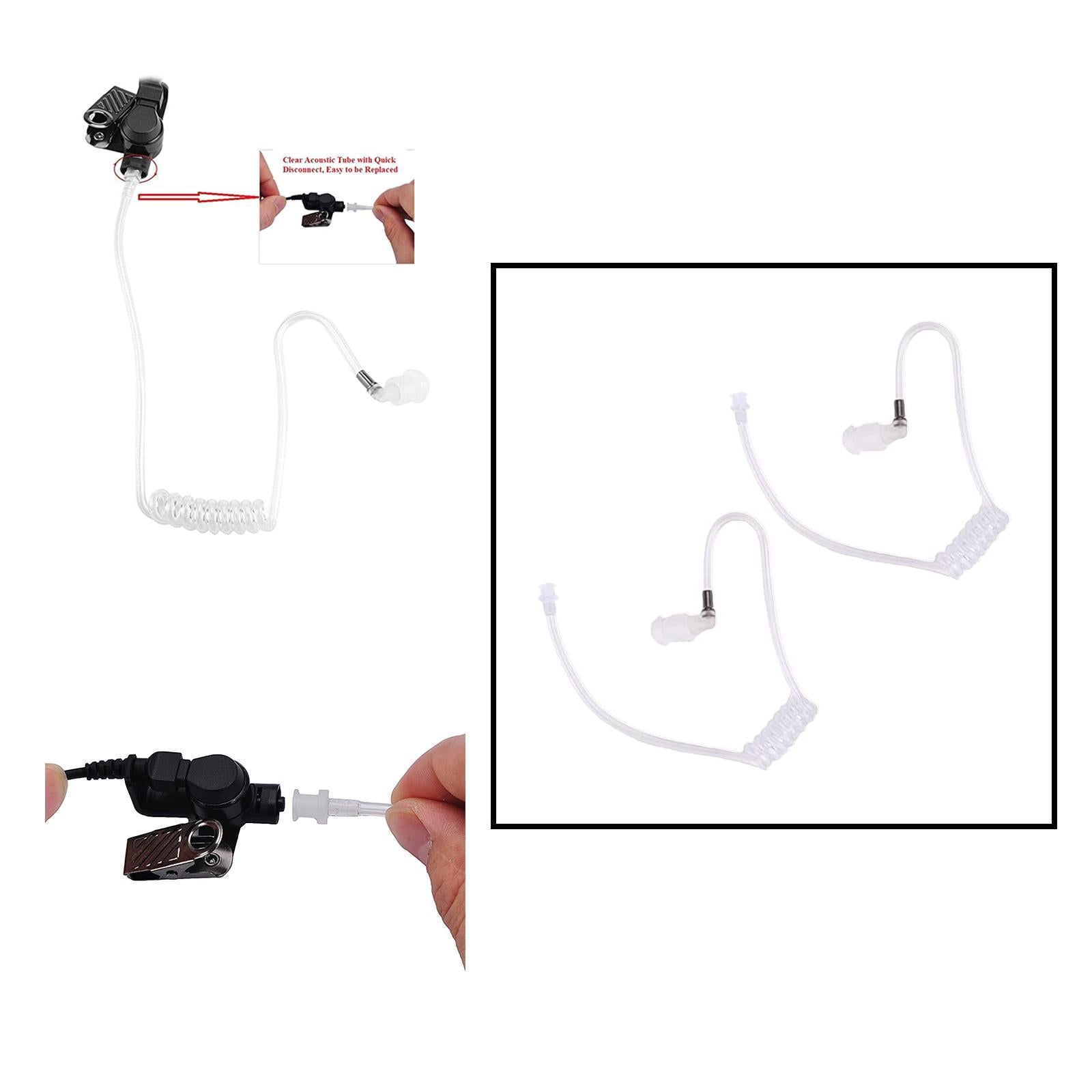 2 Pcs Replacement Acoustic Coil Tube Clear for Two Way Radio Talkie Earpiece