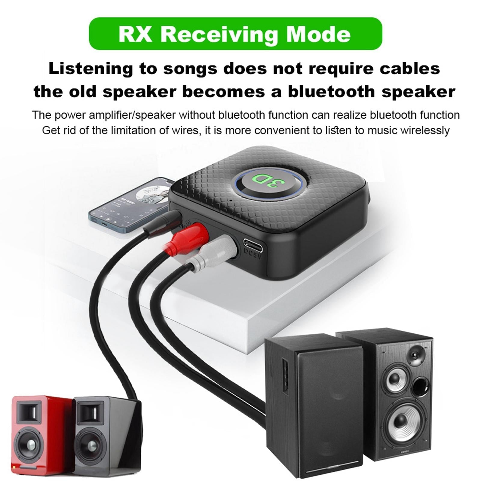 2 in 1 Transmitter Receiver with Microphone for Home Stereo Sound System