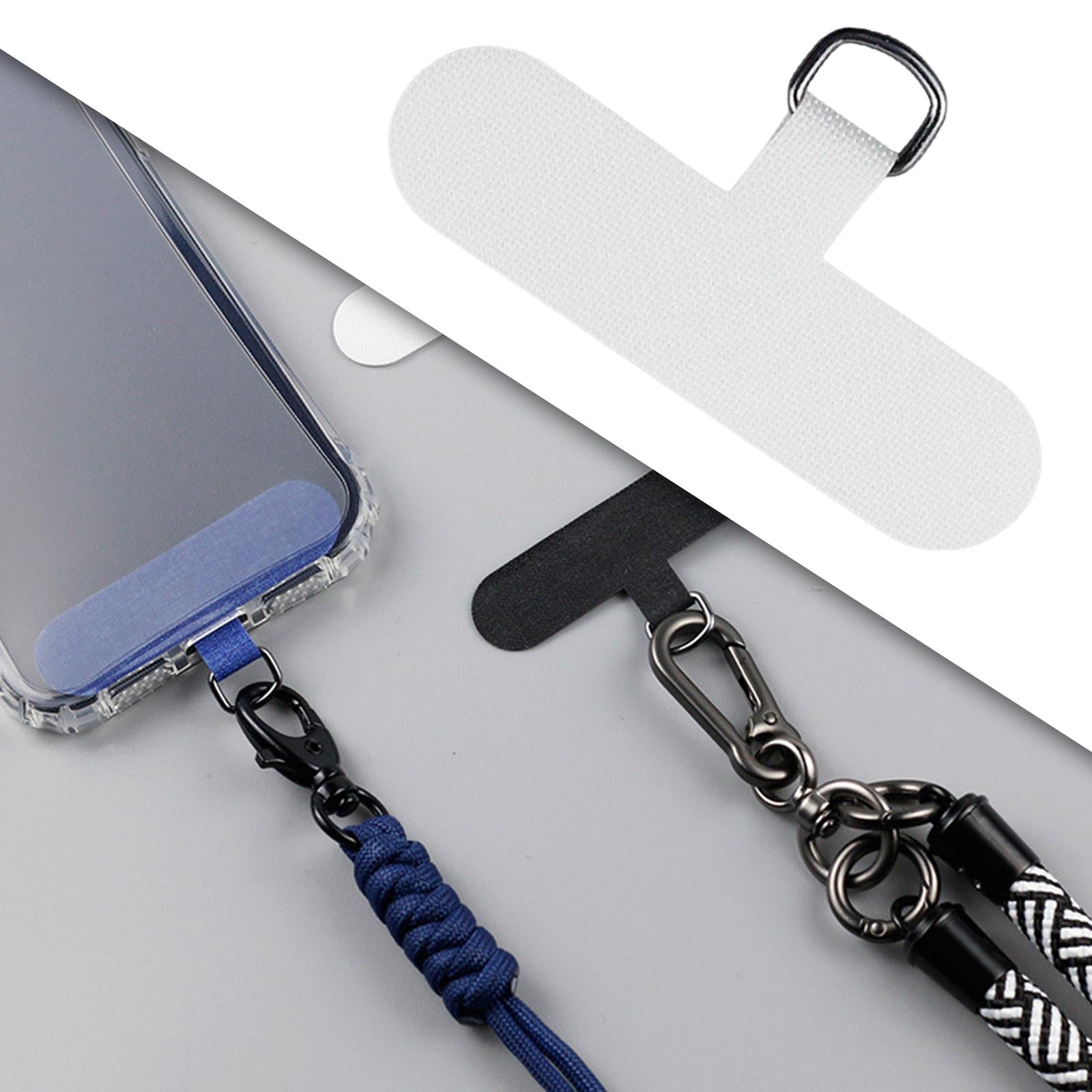 2xUniversal Phone Lanyard Patch with Metal Ring for Cellphone Case White