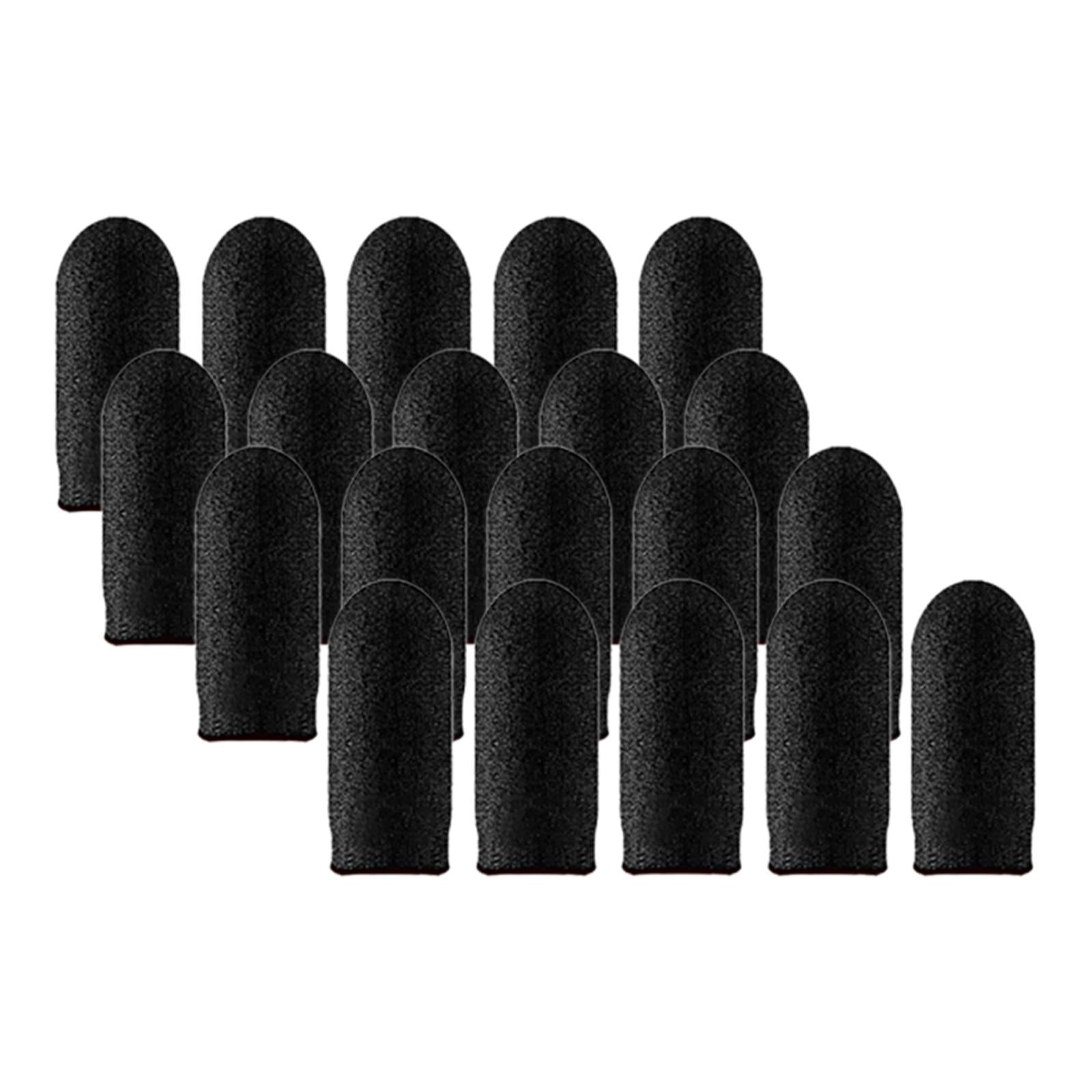 2x20 Pieces Gaming Finger Sleeves Anti Sweat Breathable Cover for Mobile Game Black