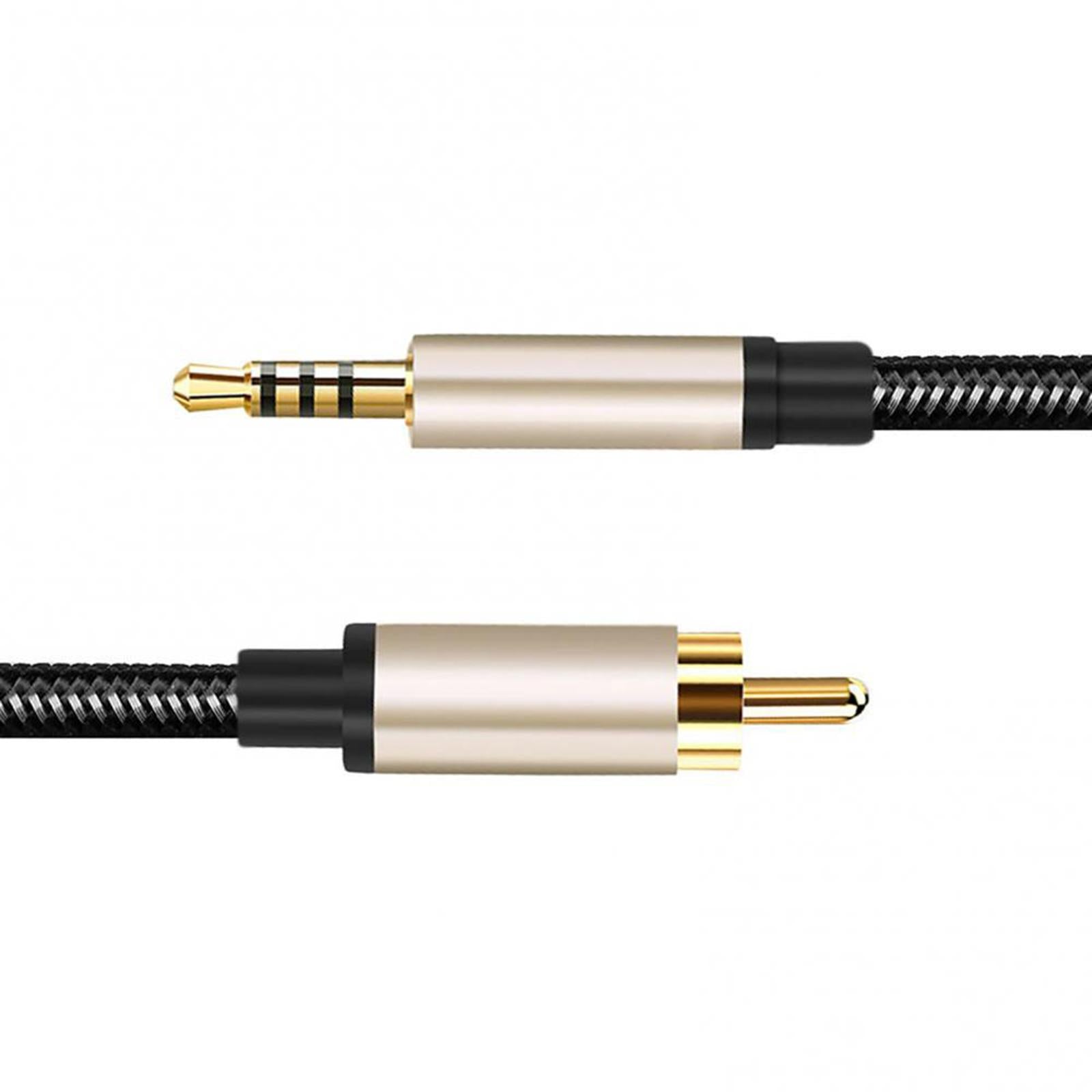 2xAudio Cable 3.5mm to Male RCA Adapter Nylon Braided for Tablet Speaker 1.5m