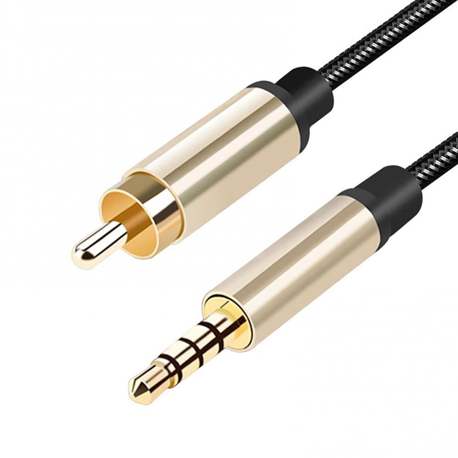 2xAudio Cable 3.5mm to Male RCA Adapter Nylon Braided for Tablet Speaker 1.5m