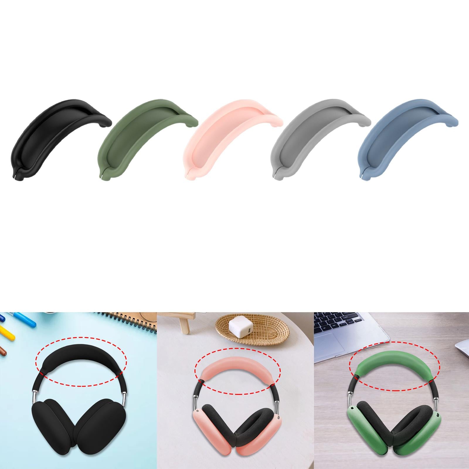 3xHeadband Cover Silicone Soft Comfortable for Wireless Headphone Accessory Black
