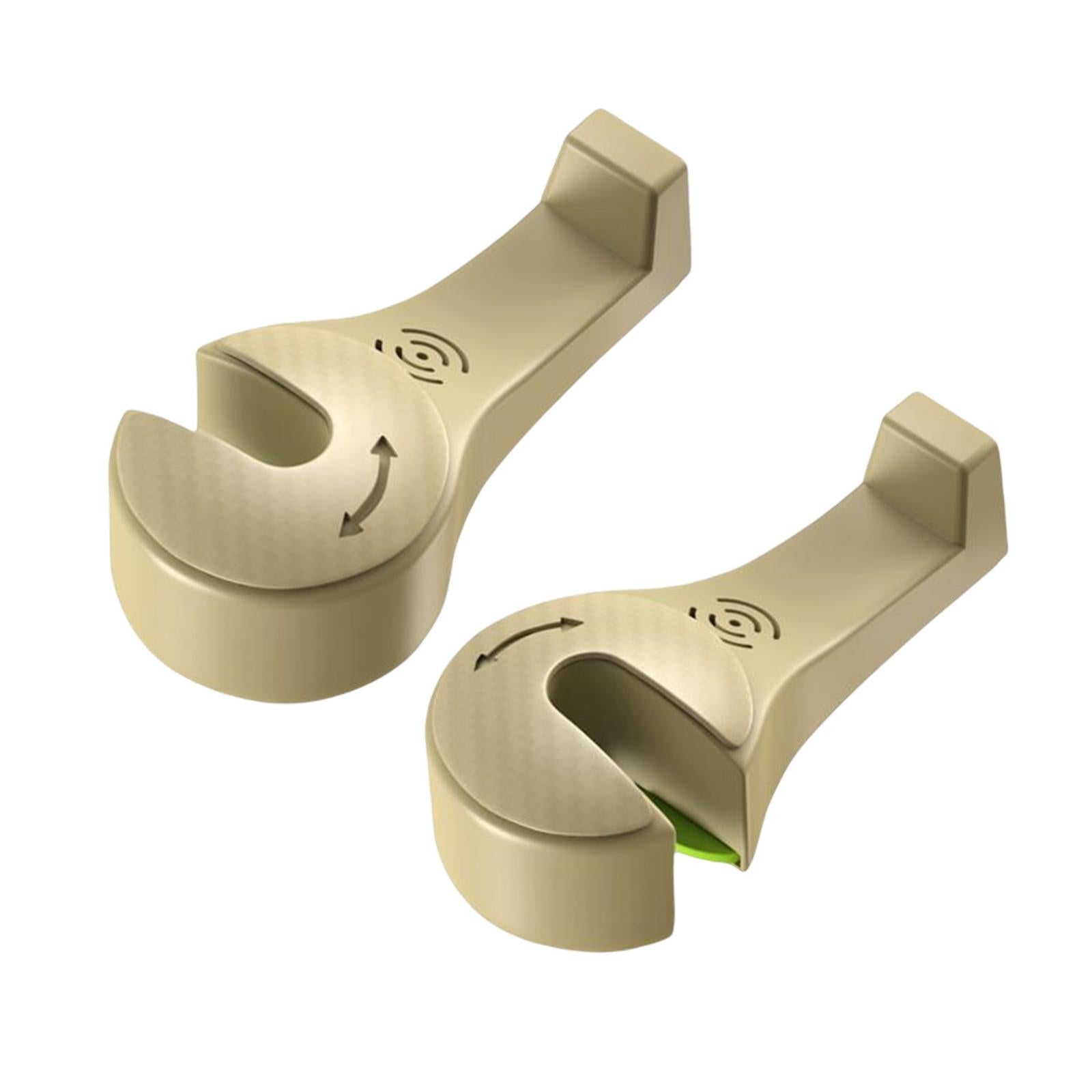 2 Pieces Universal Car Headrest Hooks Organizer for Purse Umbrellas Handbag Beige