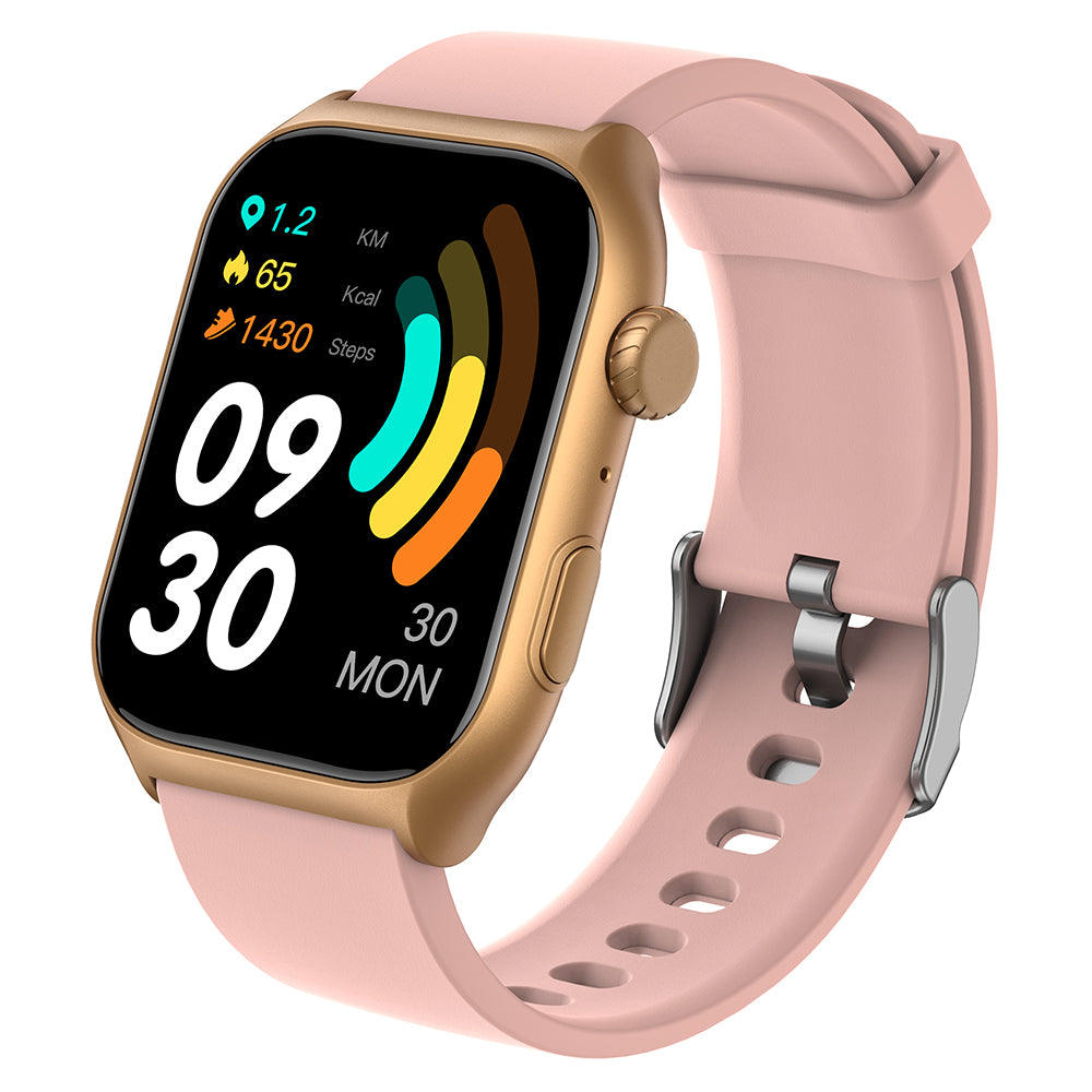 GTS7 PRO 2.0-inch Multiple Sports Modes Bluetooth Call Health Monitor Smart Watch - Gold+Pink