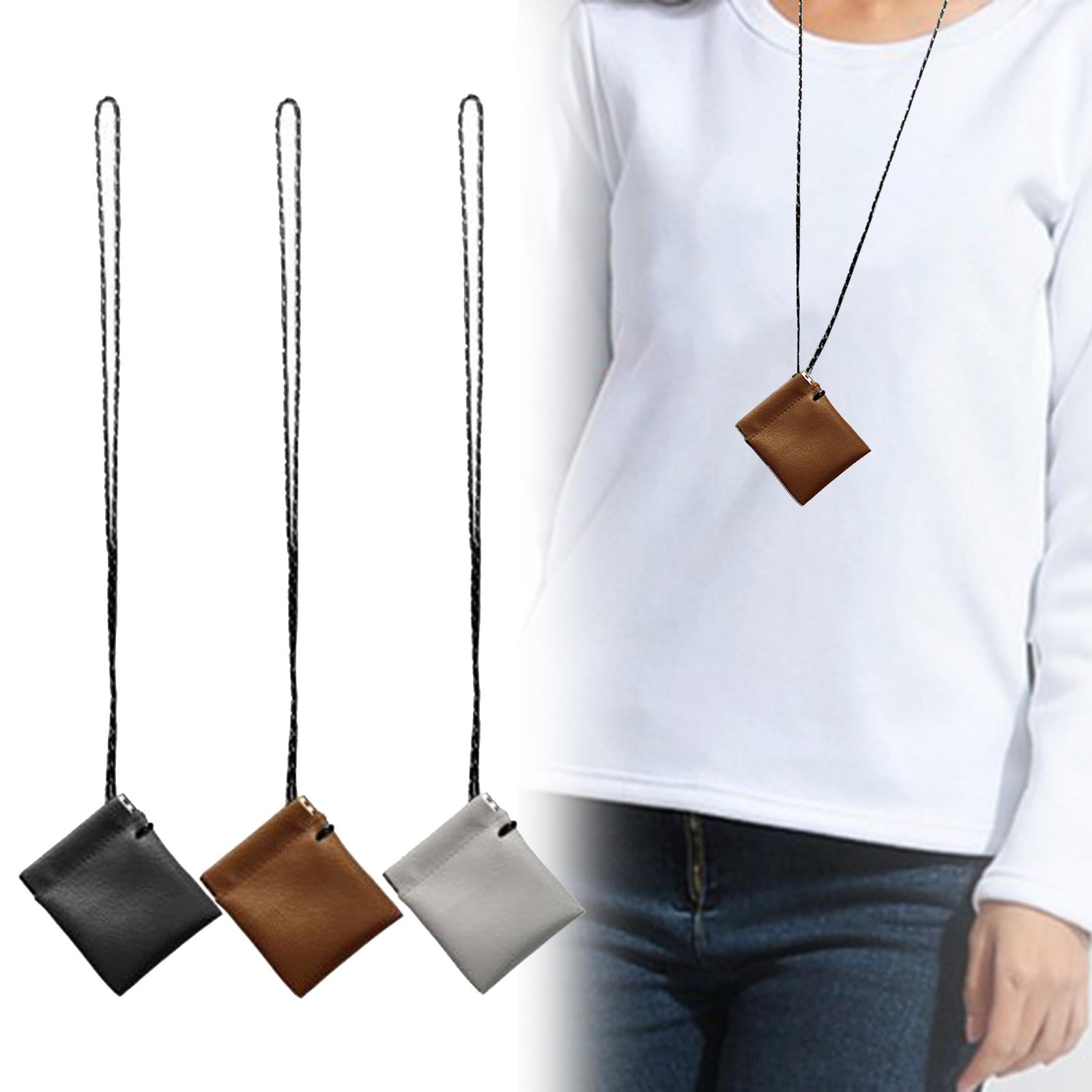4xHanging Neck Pouch Pendant Earphone Carrying Case for Outdoor Hunting Travel Black