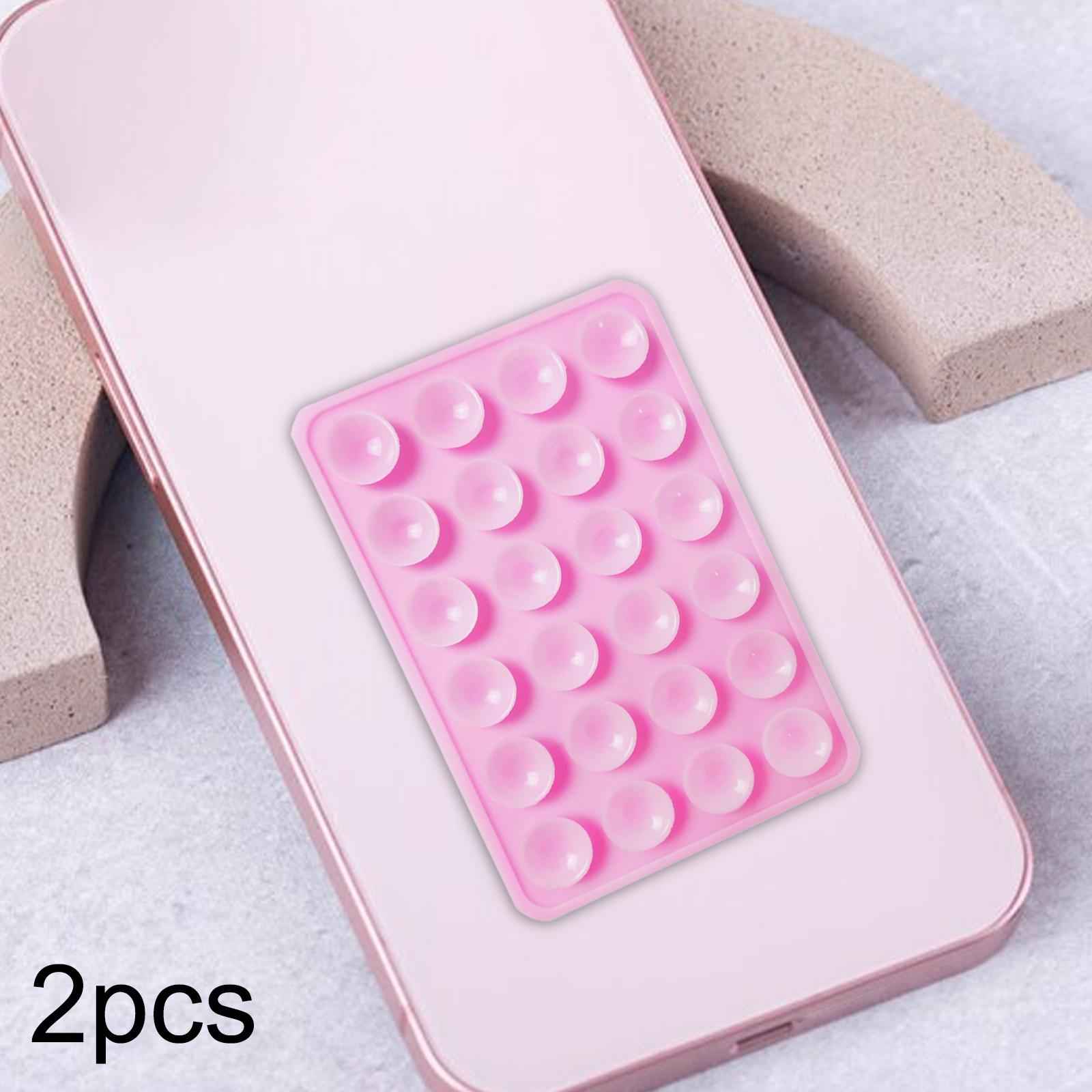 2x Silicone Suction Phone Case Adhesive Mount Car Trip Easy to Use Handsfree Pink