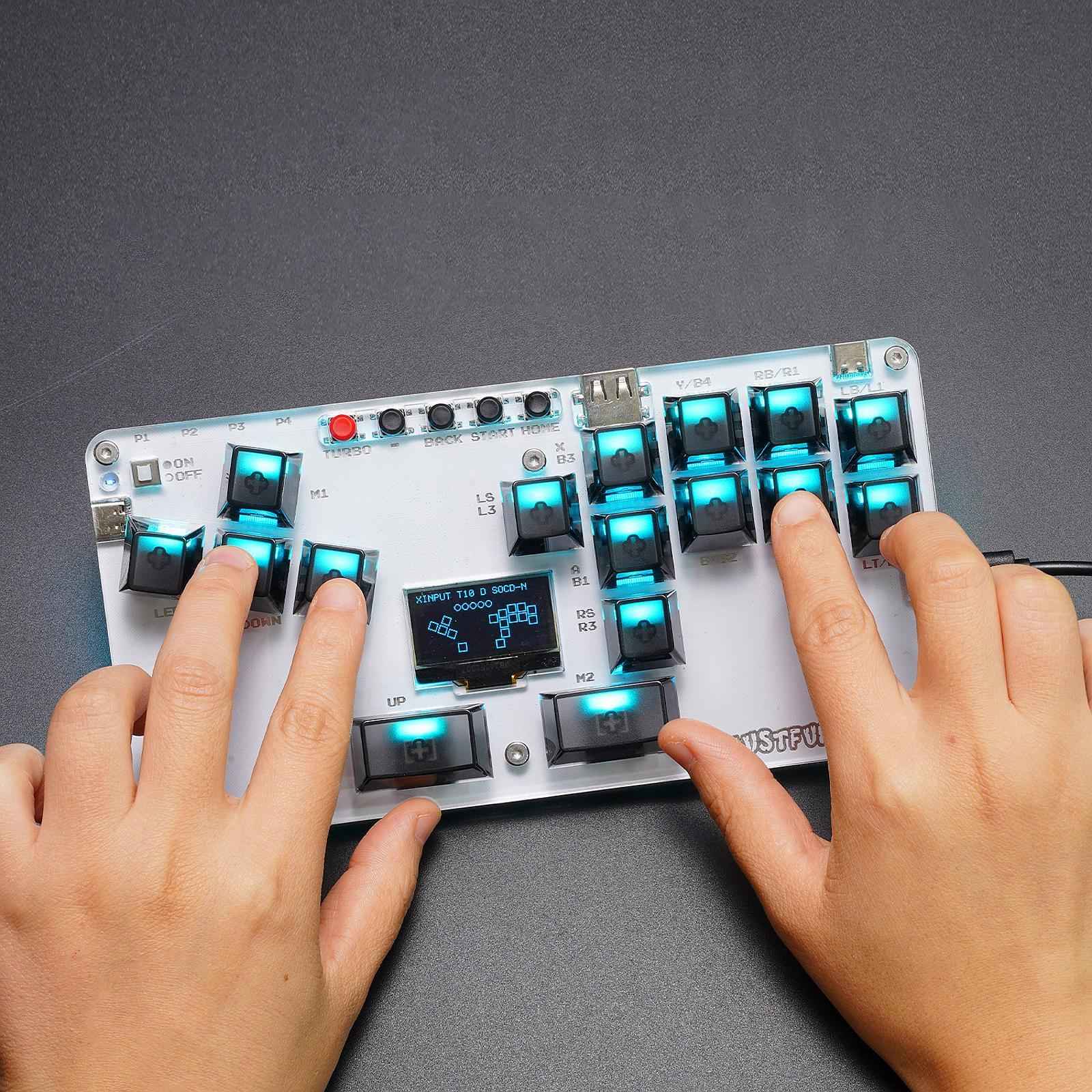 Mini Stickless Arcade Stick Portable Mini Game Keyboard for Gaming Device PC Black