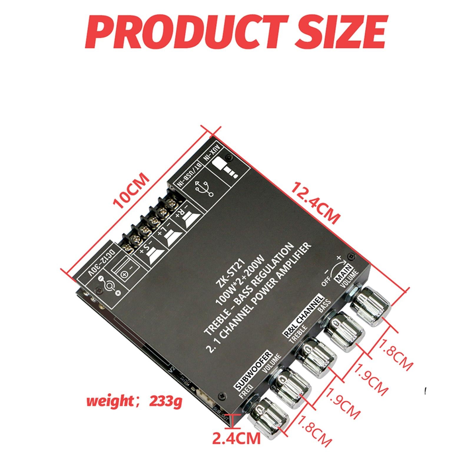 Digital Amplifier Board Stereo 100W+100W+200W for Office Studio Home Theater