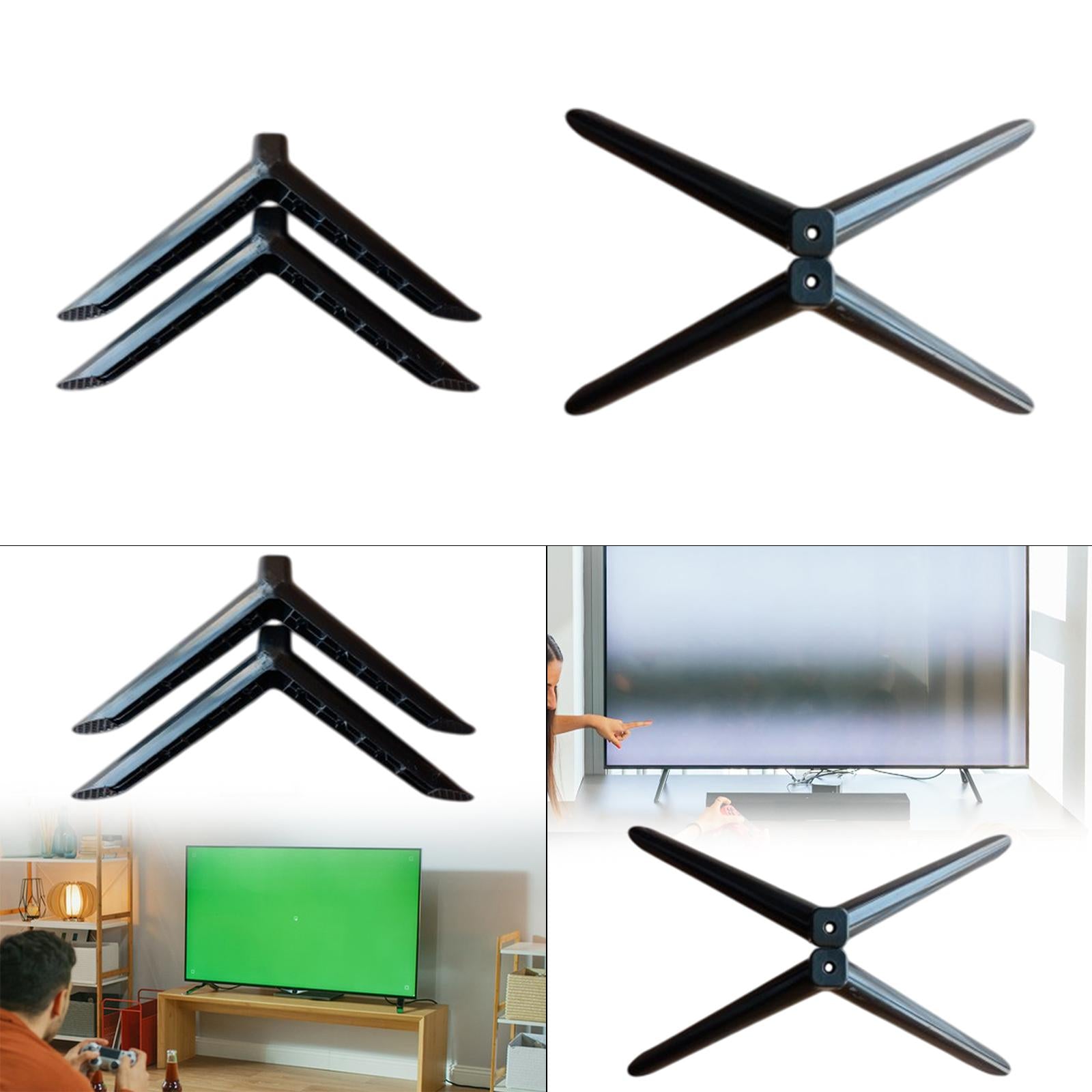 2Pcs TV Stand Base Direct Replaces Sturdy Portable Television Holder Bracket Length 18.5cm