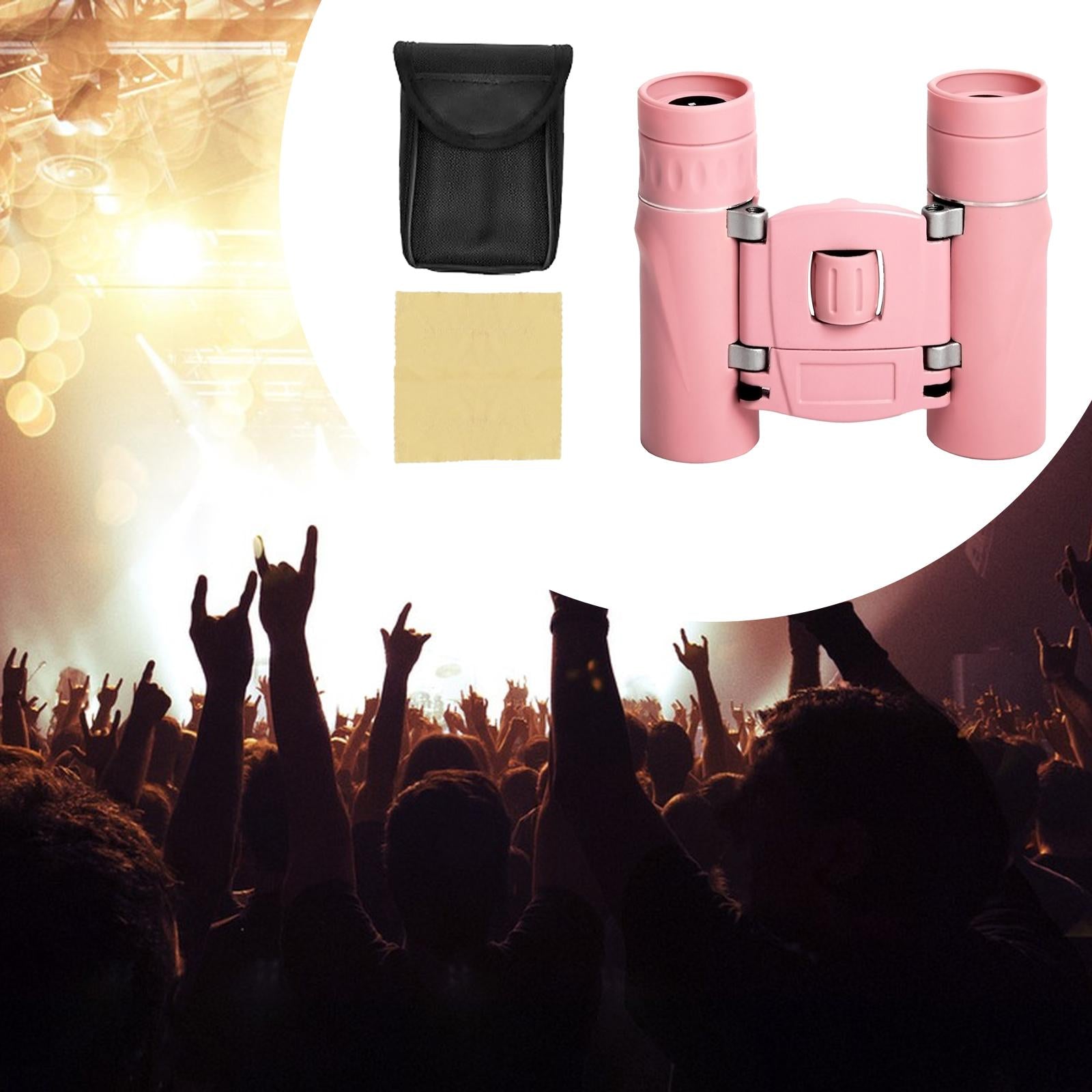 Mini Binoculars Compact Small Telescope for Bird Watching Concerts Traveling Pink
