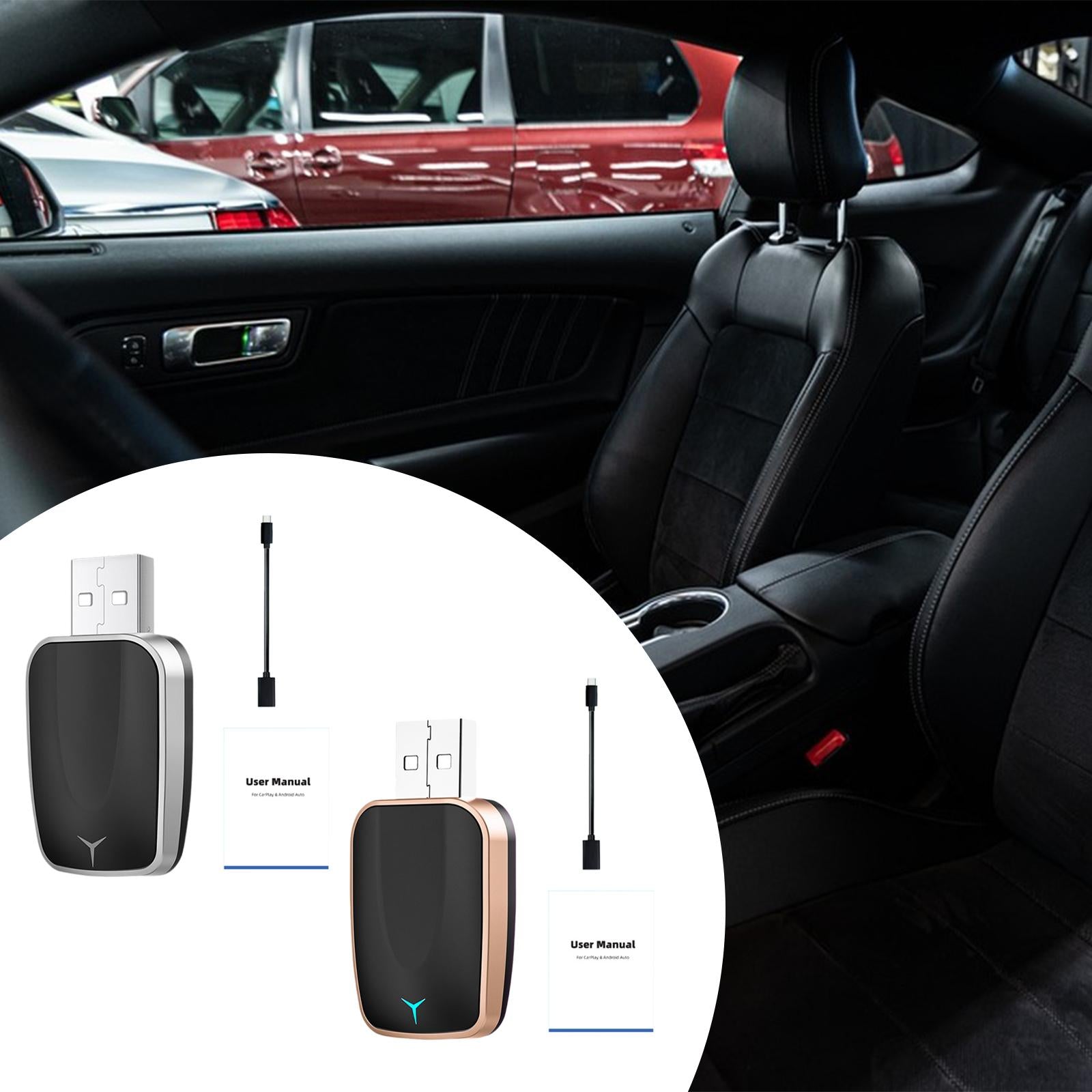 Mini Auto Wireless Adapter Car Interconnection Box Accessory Multifunctional golden